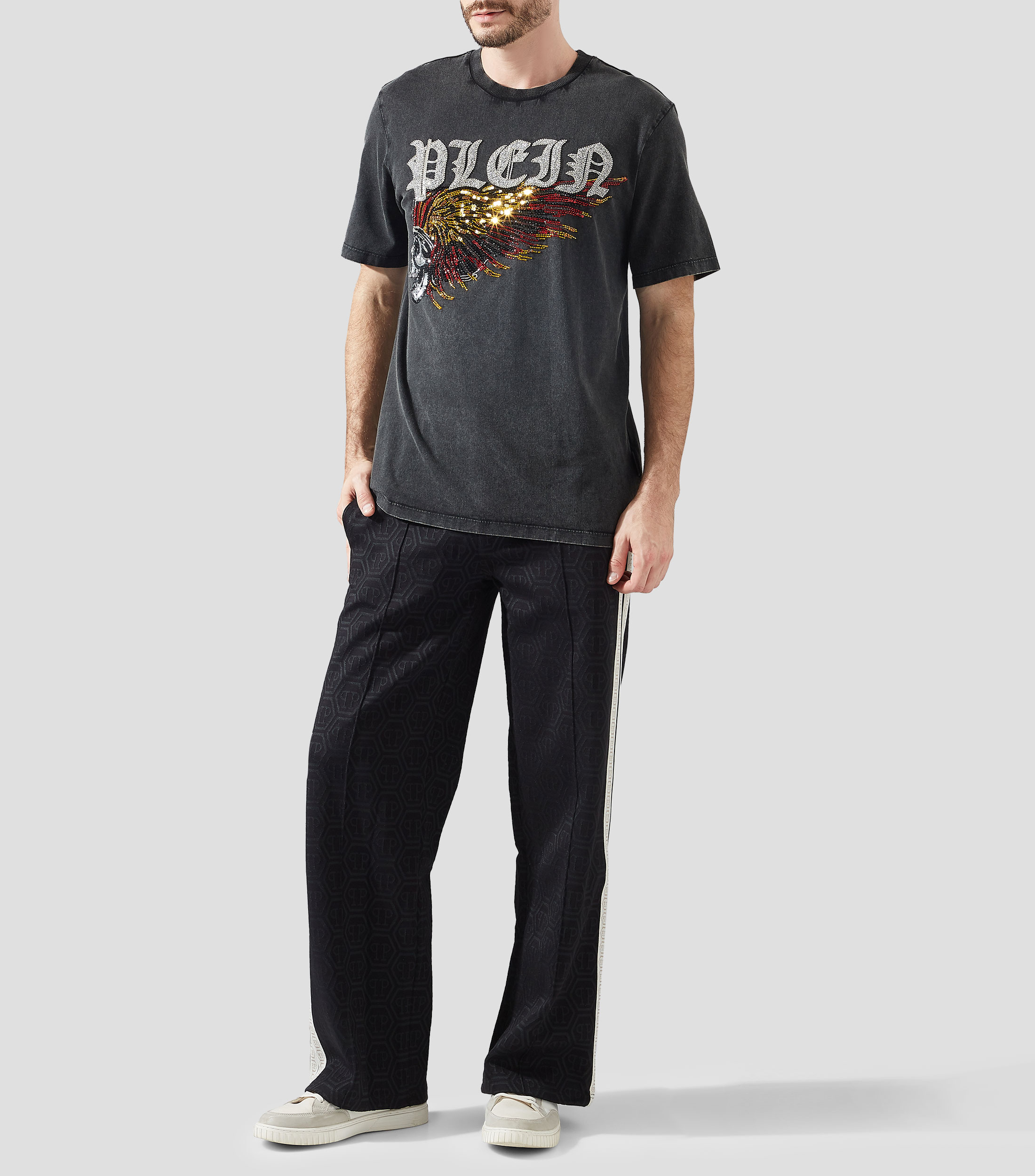 Playera Cuello redondo manga corta jaspeado Hombre