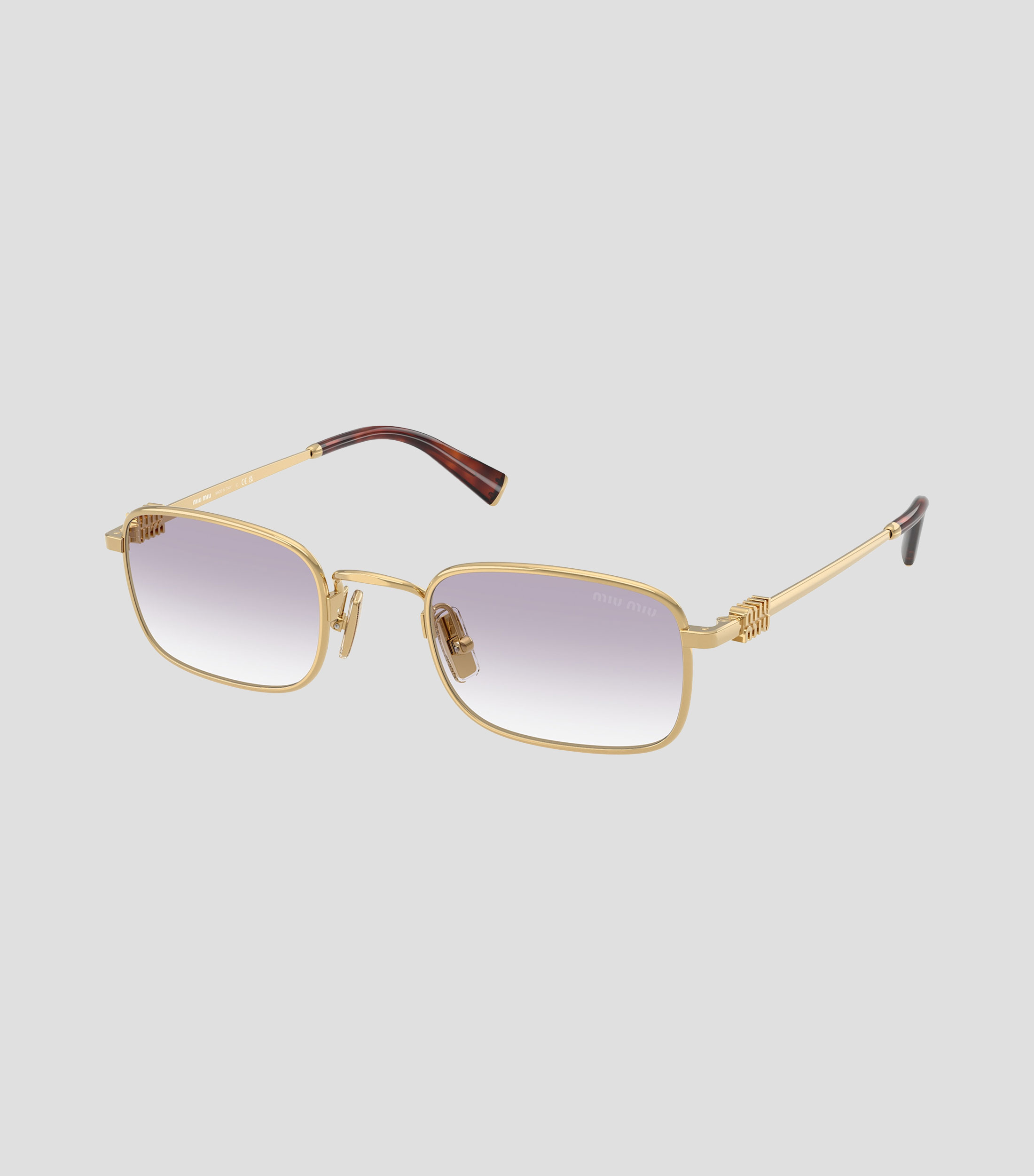 Lentes de sol rectangulares dorados Unisex