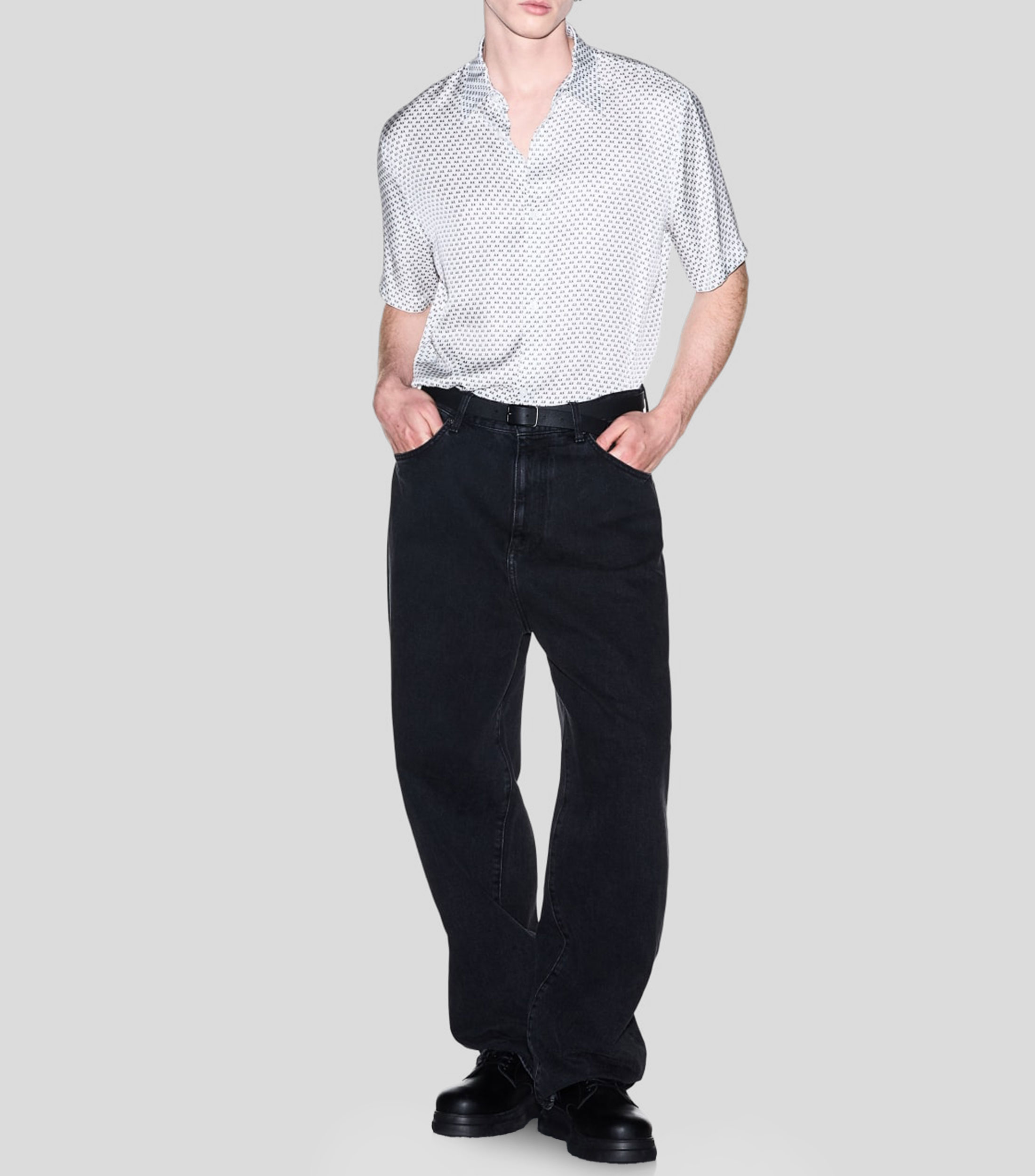 Camisa monogram estampado manga corta Hombre
