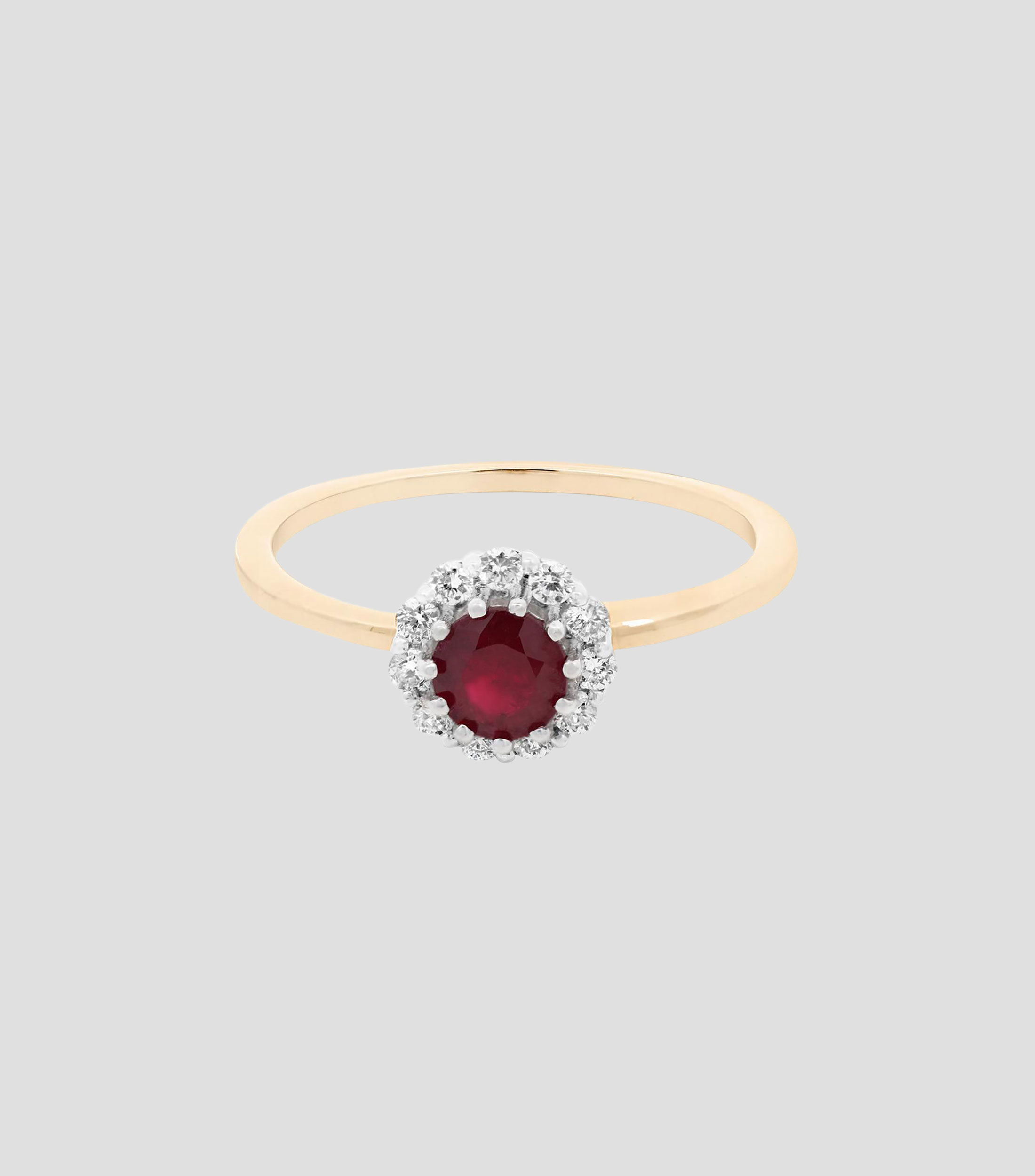 Anillo en Oro de 14 Kilates con Rubí Mujer