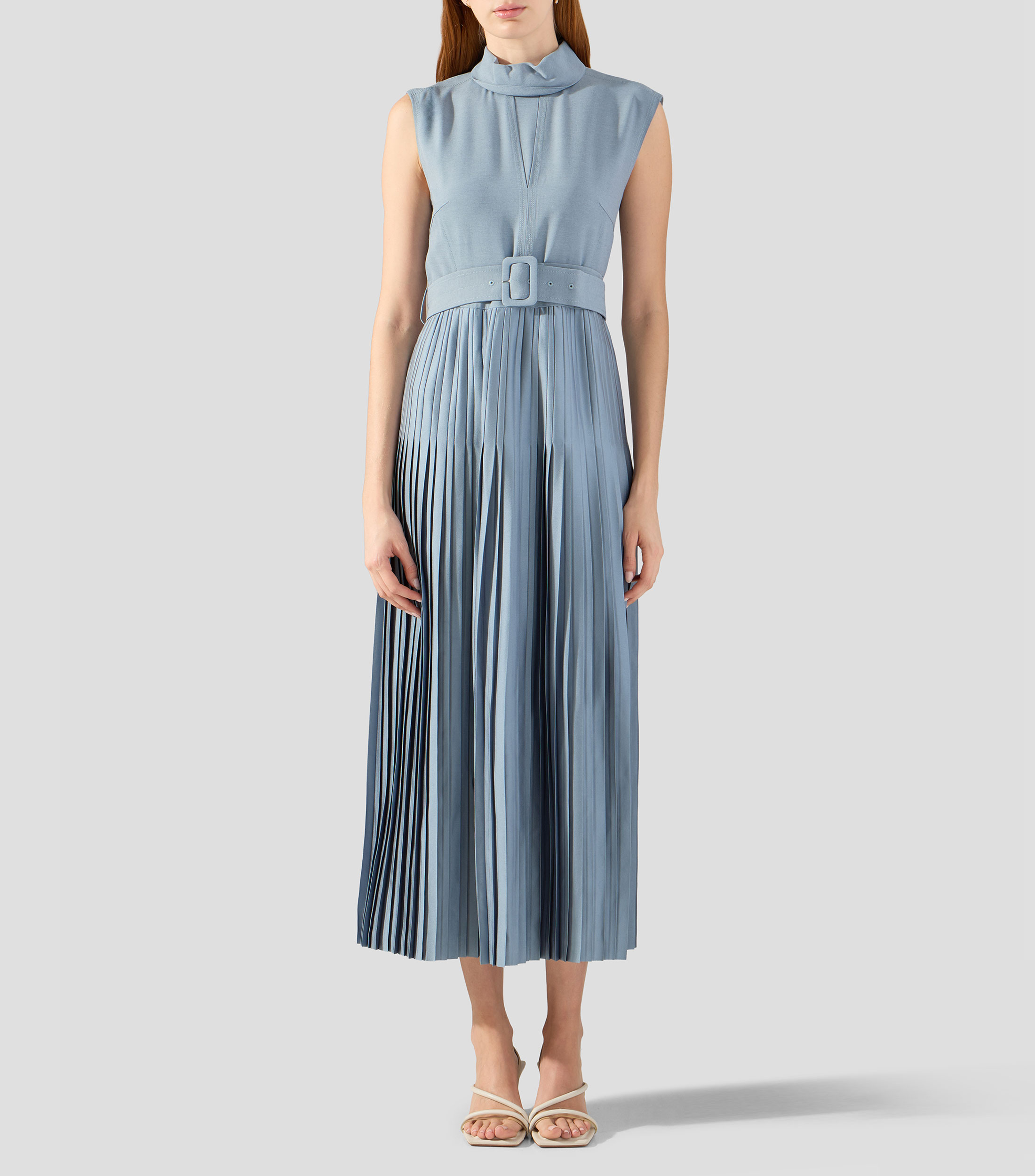 Vestido midi liso Mujer