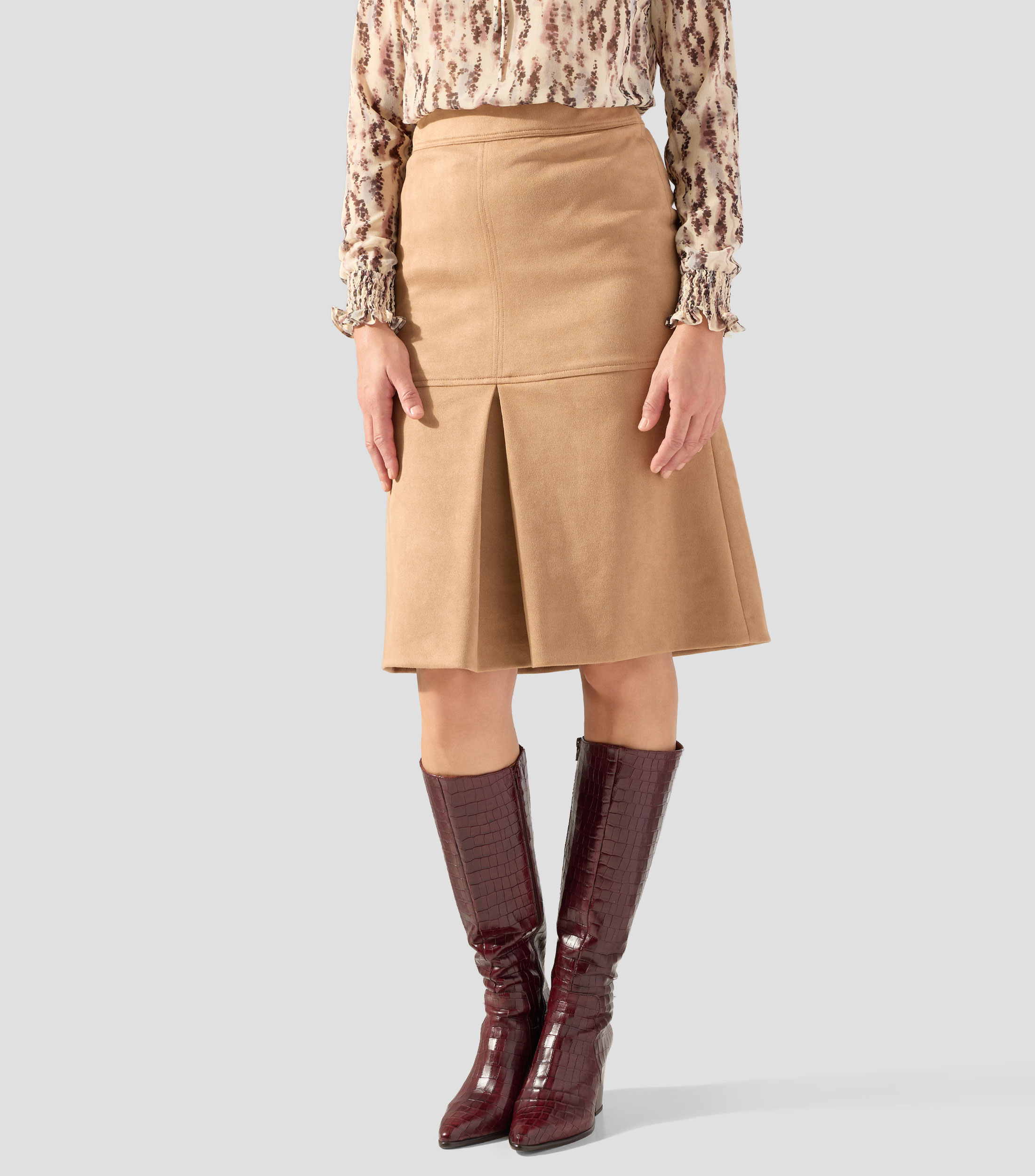 Falda midi de corte A lisa Mujer