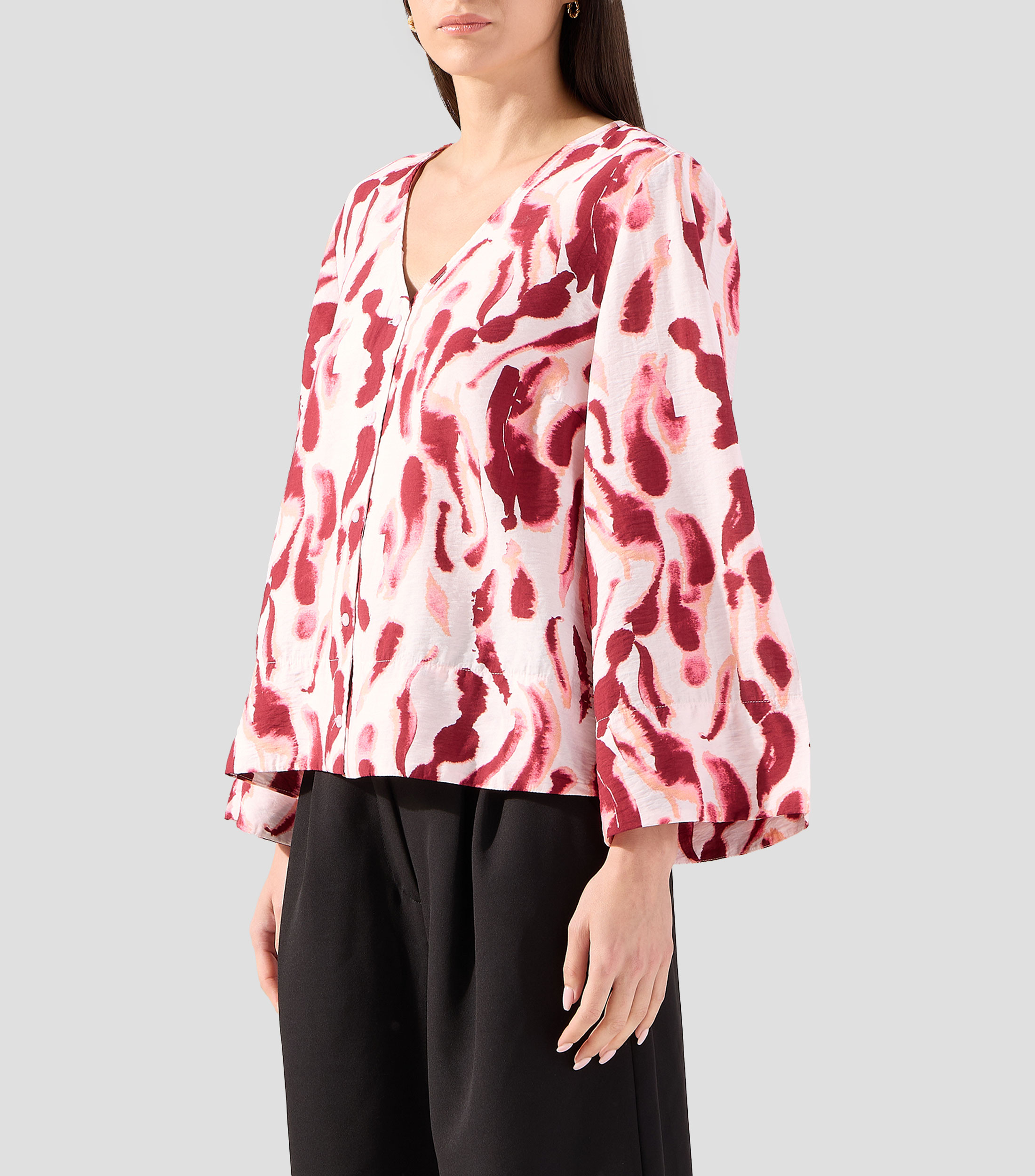 Blusa estampada manga 3/4 Mujer