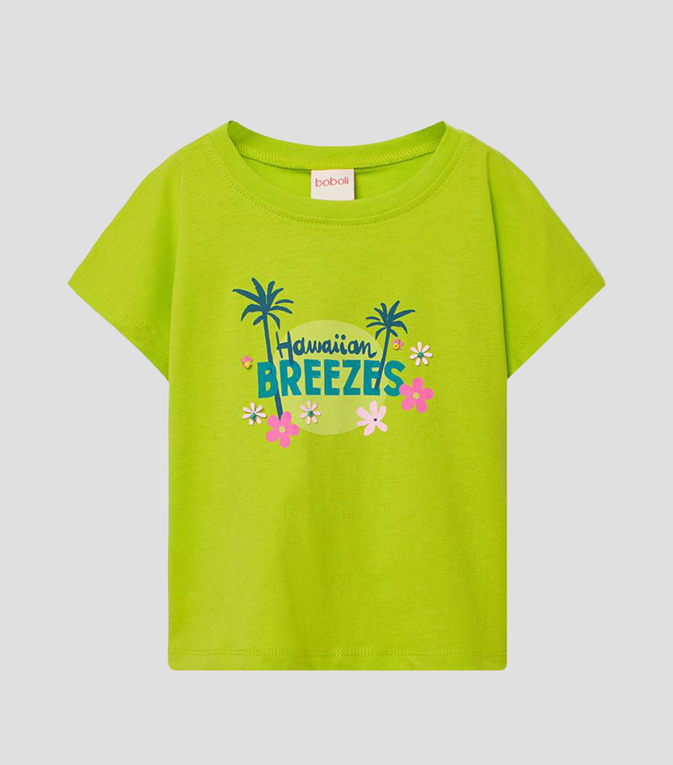 Playera cuello redondo manga corta estampada Niña