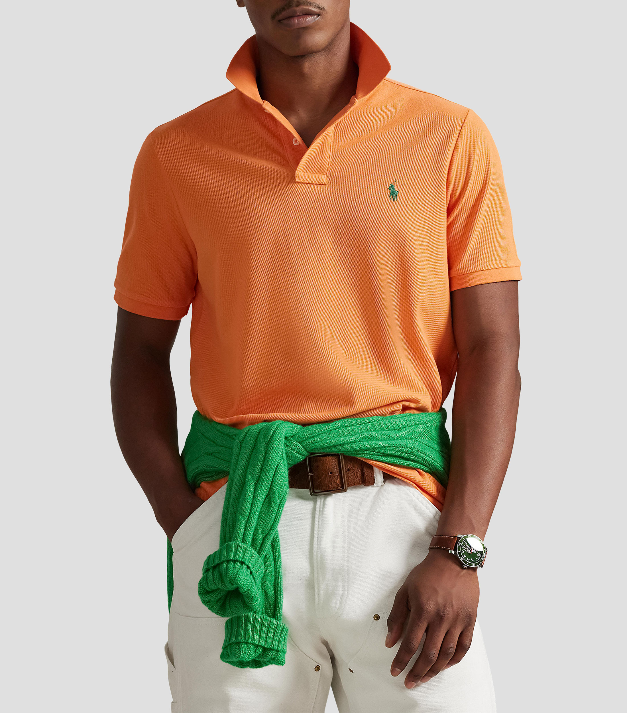 Playera polo manga corta sólida Hombre