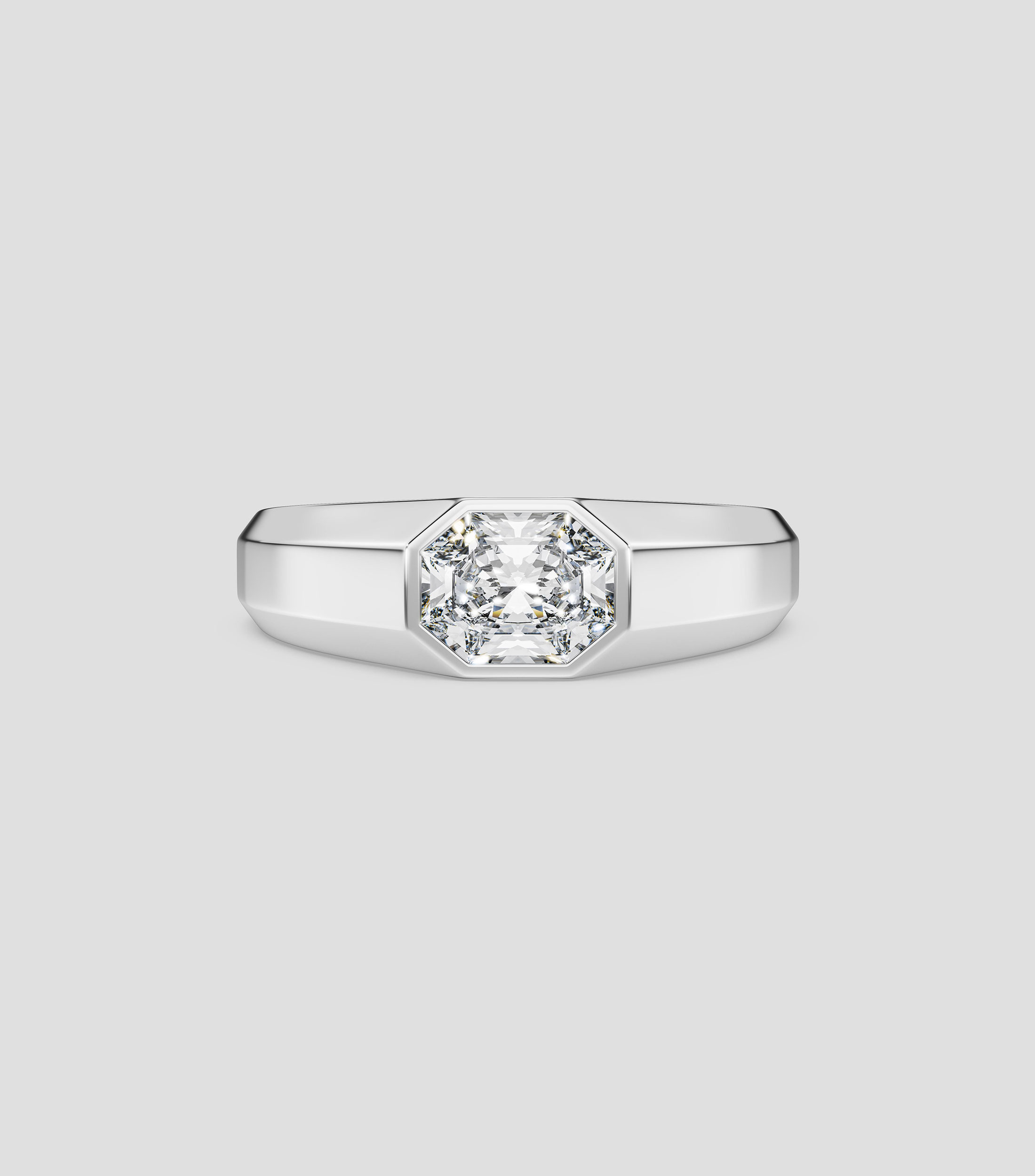 Anillo en oro blanco de 18 kilates Octagon con diamante Mujer, Talla 5