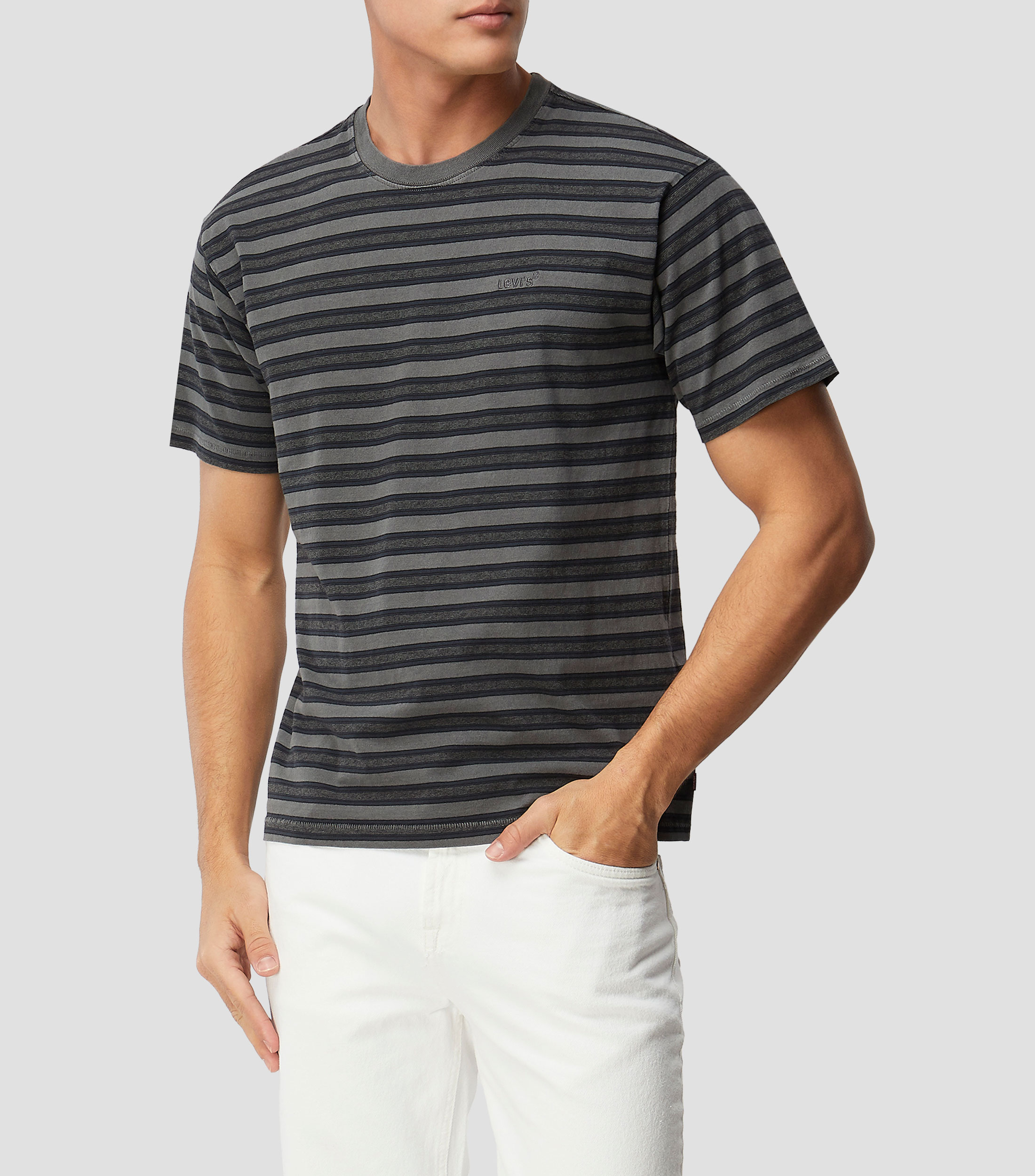 Playera cuello redondo manga corta a rayas Hombre