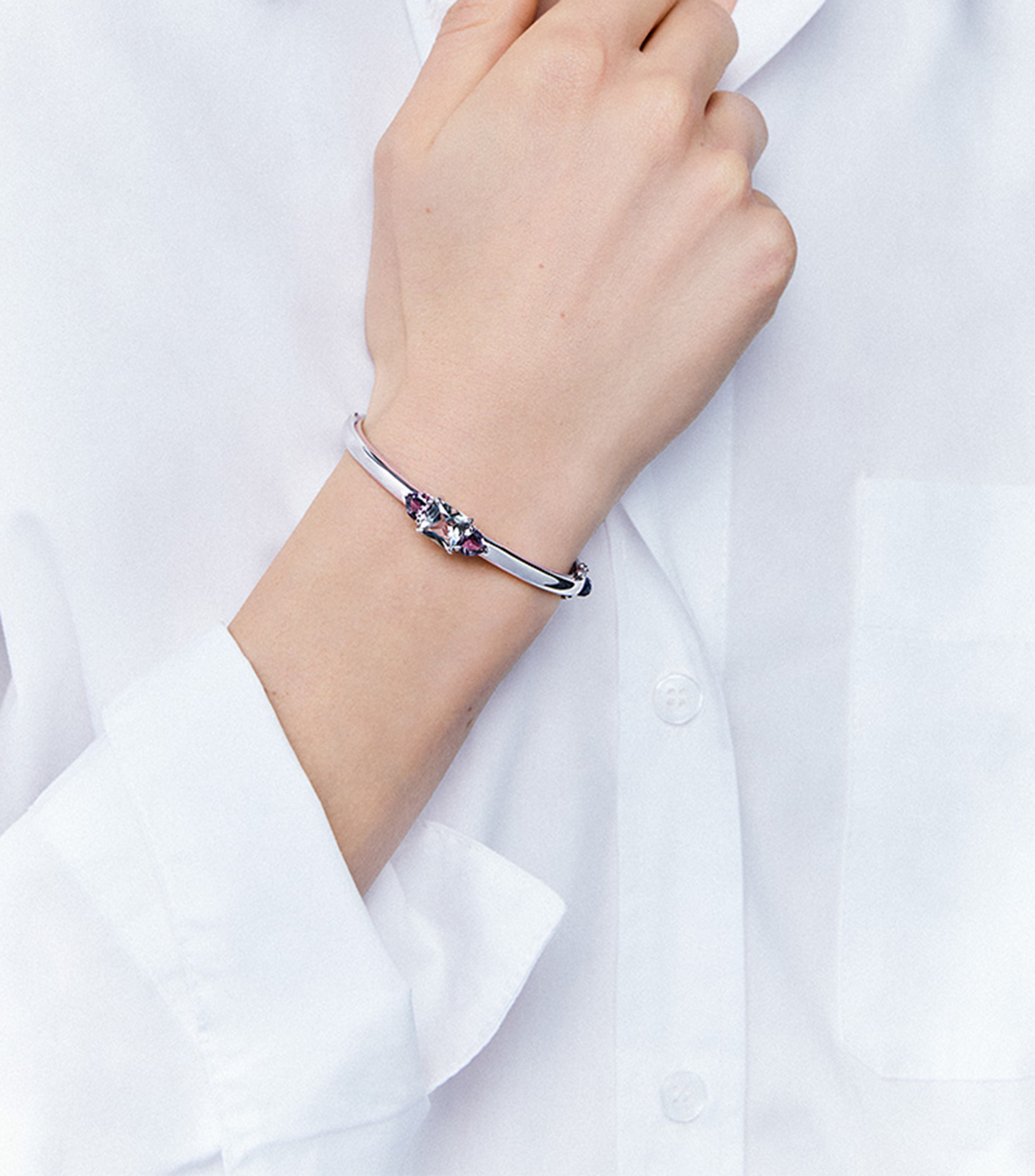 Brazalete en Plata .925 con Amatistas Mujer