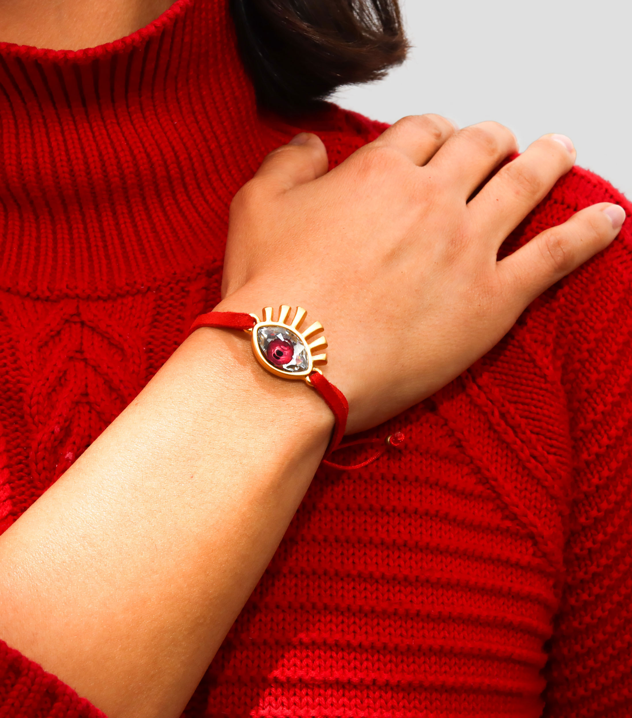 Pulsera Ojo con Cristal Rojo Mujer