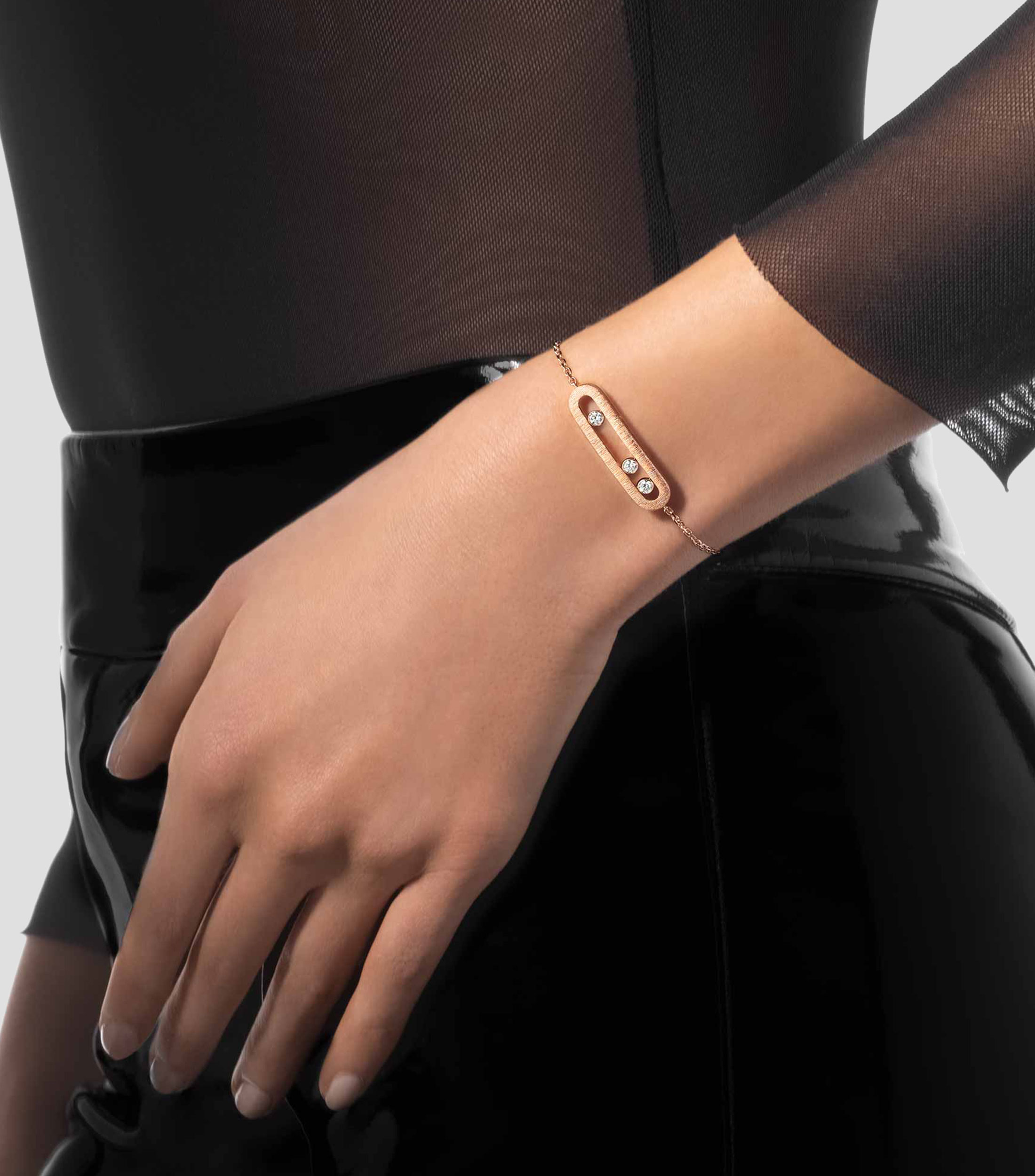 Pulsera en oro rosa de 18 kilates con diamantes Move Mujer