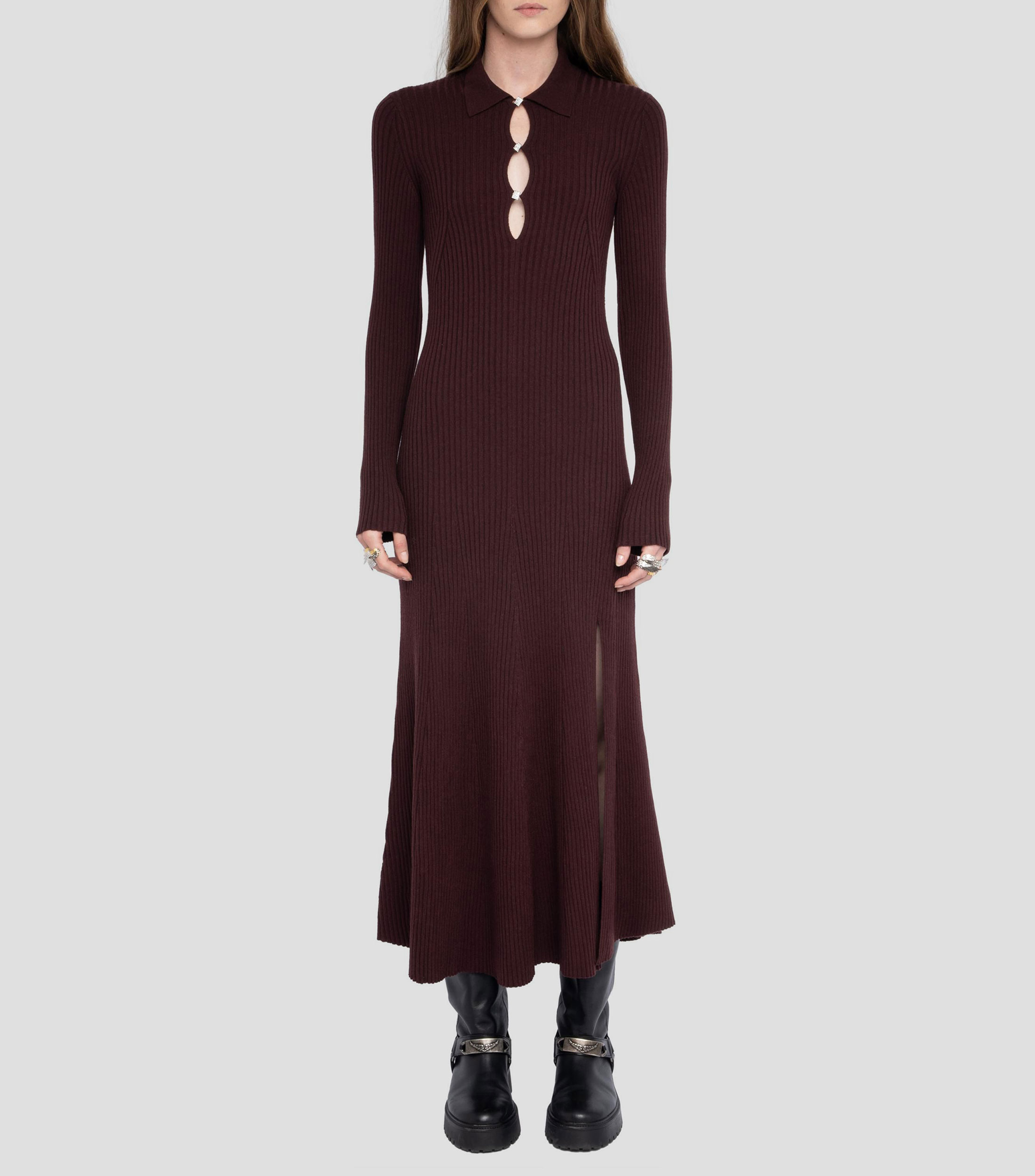 Vestido largo manga larga liso Mujer
