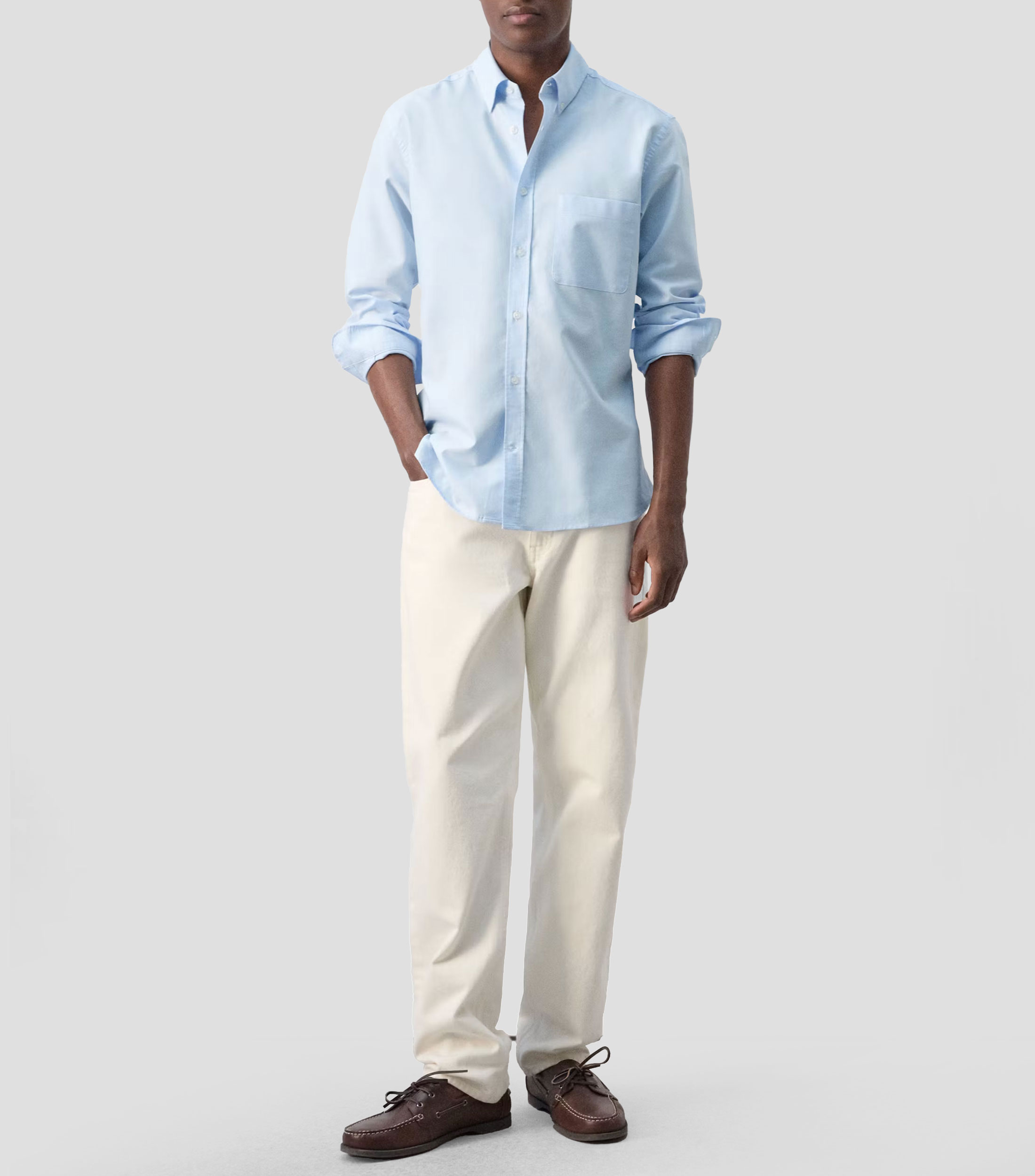 Camisa lisa manga larga Hombre