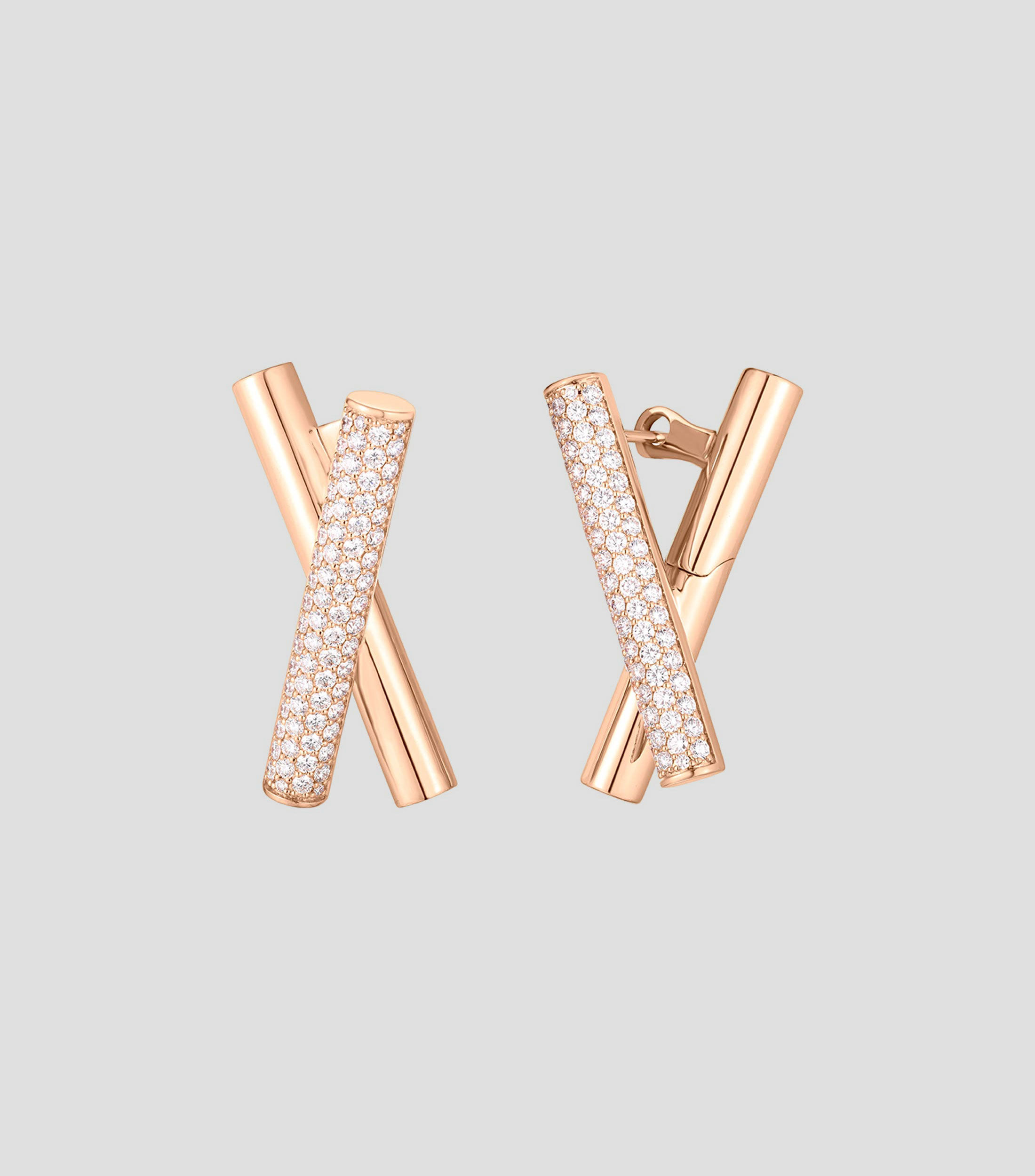 Aretes en oro rosa de 18 Kilates con diamantes Domino Mujer