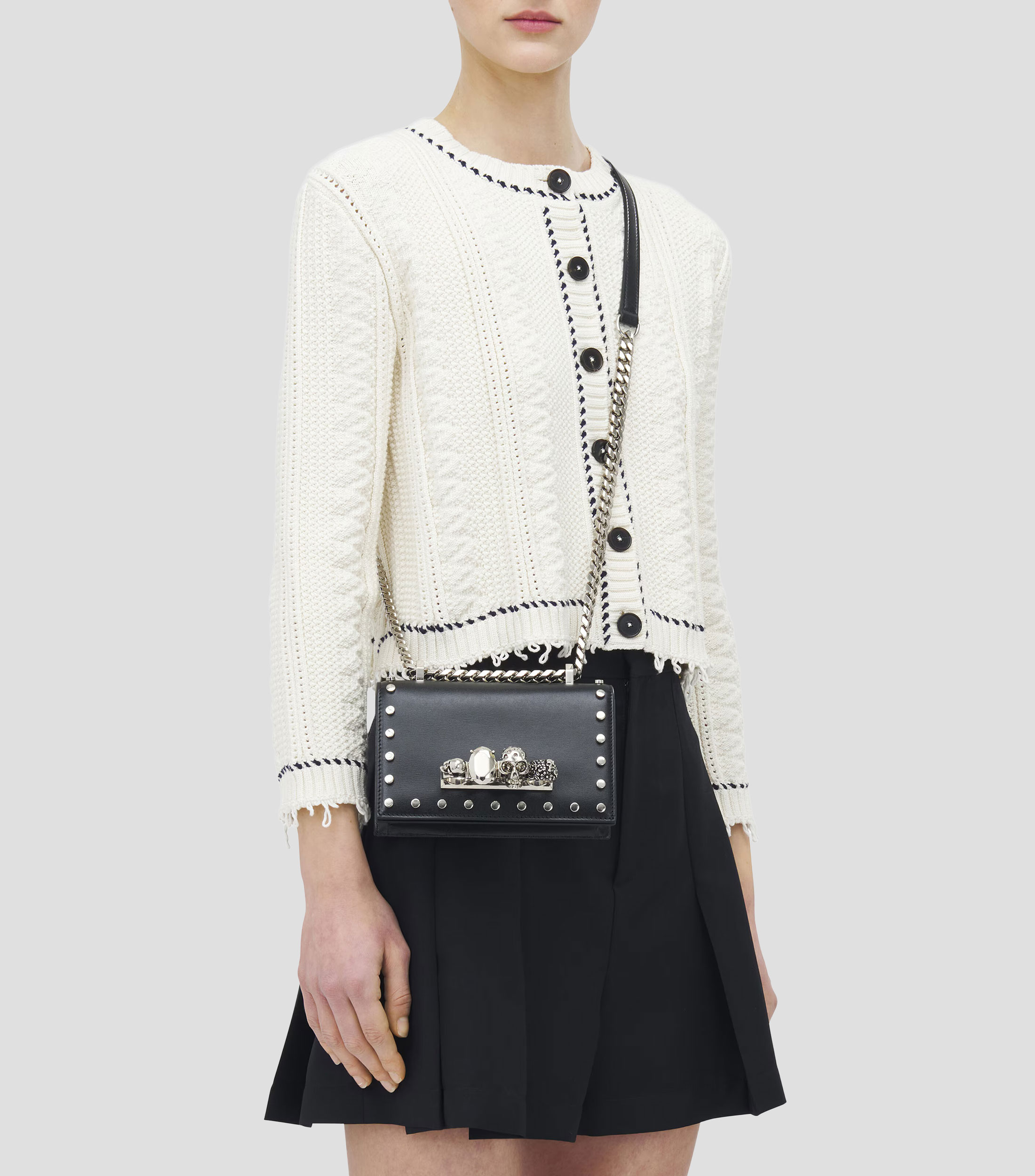Bolsa Mini Satchel en piel vacuna Jewell con remaches Mujer