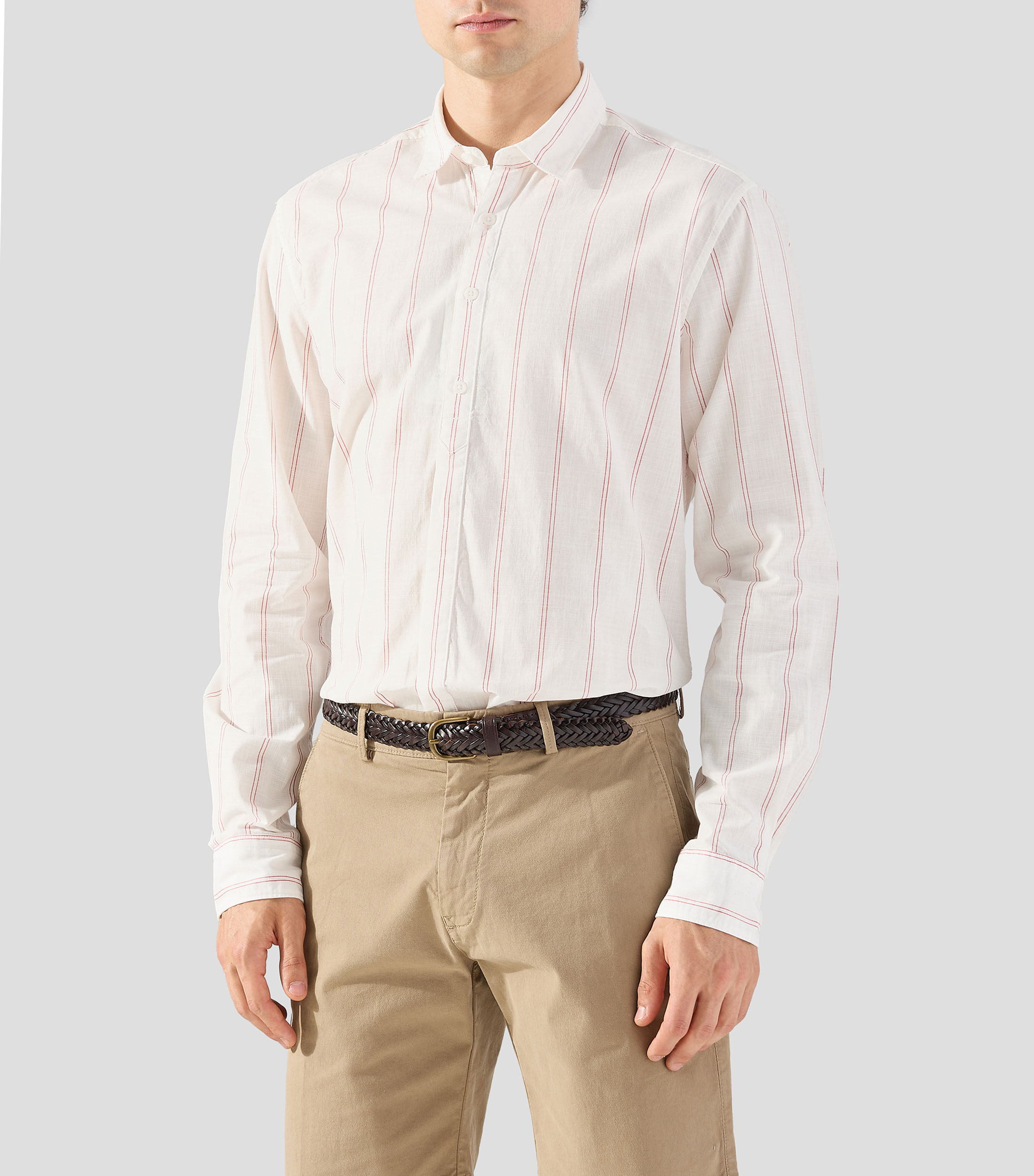 Camisa con rayas manga larga Hombre