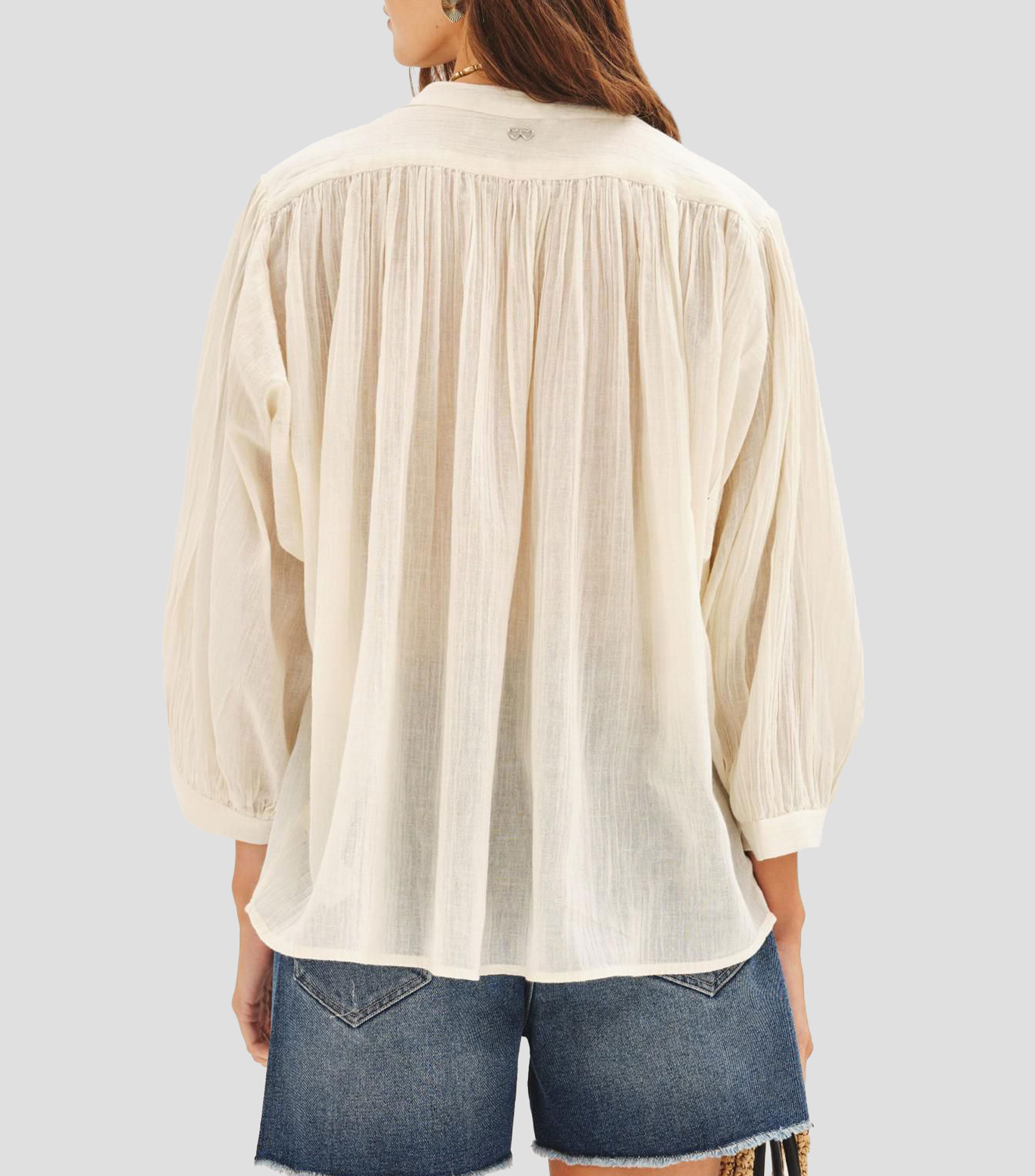 Blusa lisa manga larga Mujer