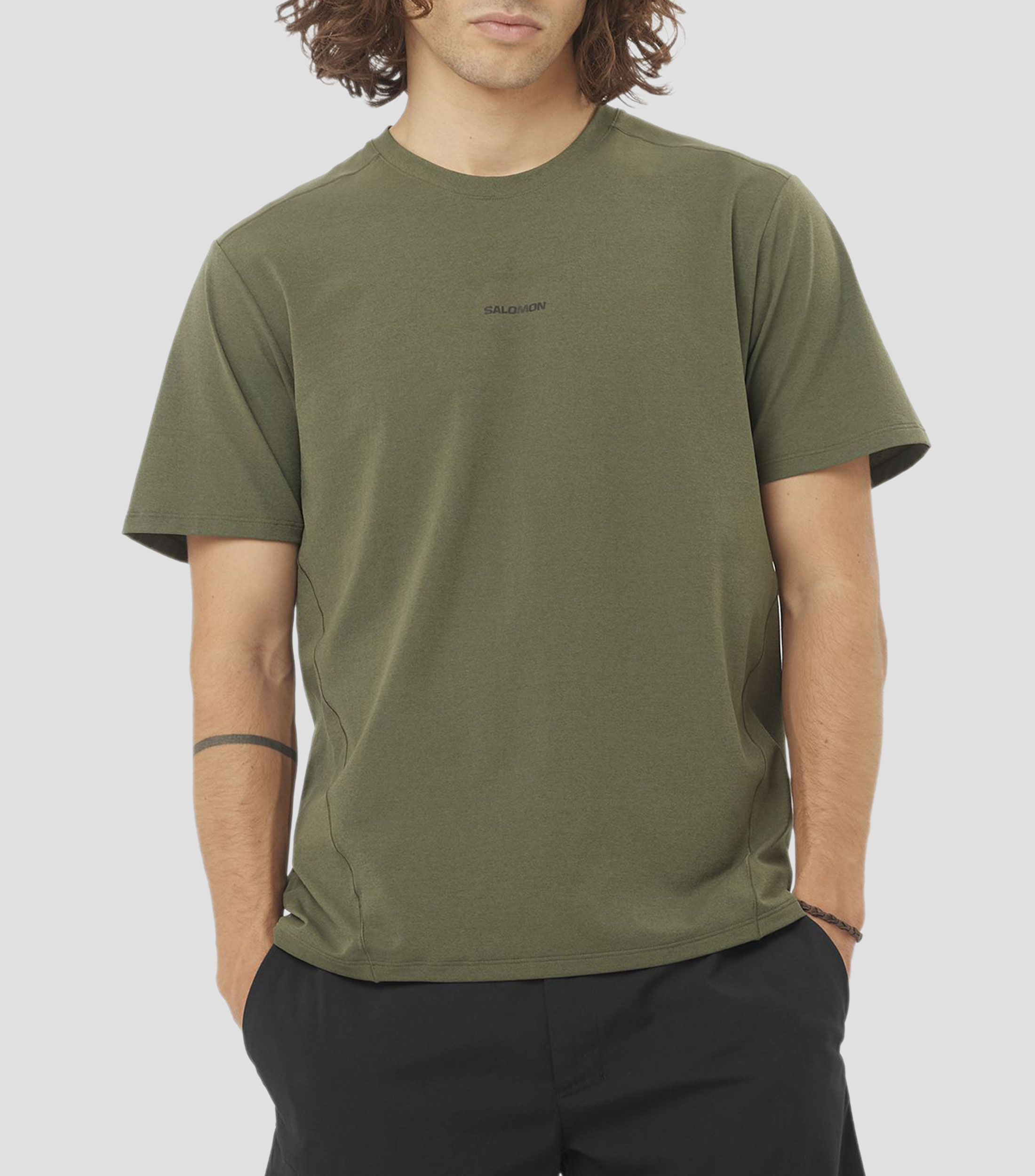 Playera para entrenamiento Trackline de cuello redondo con manga corta lisa Hombre