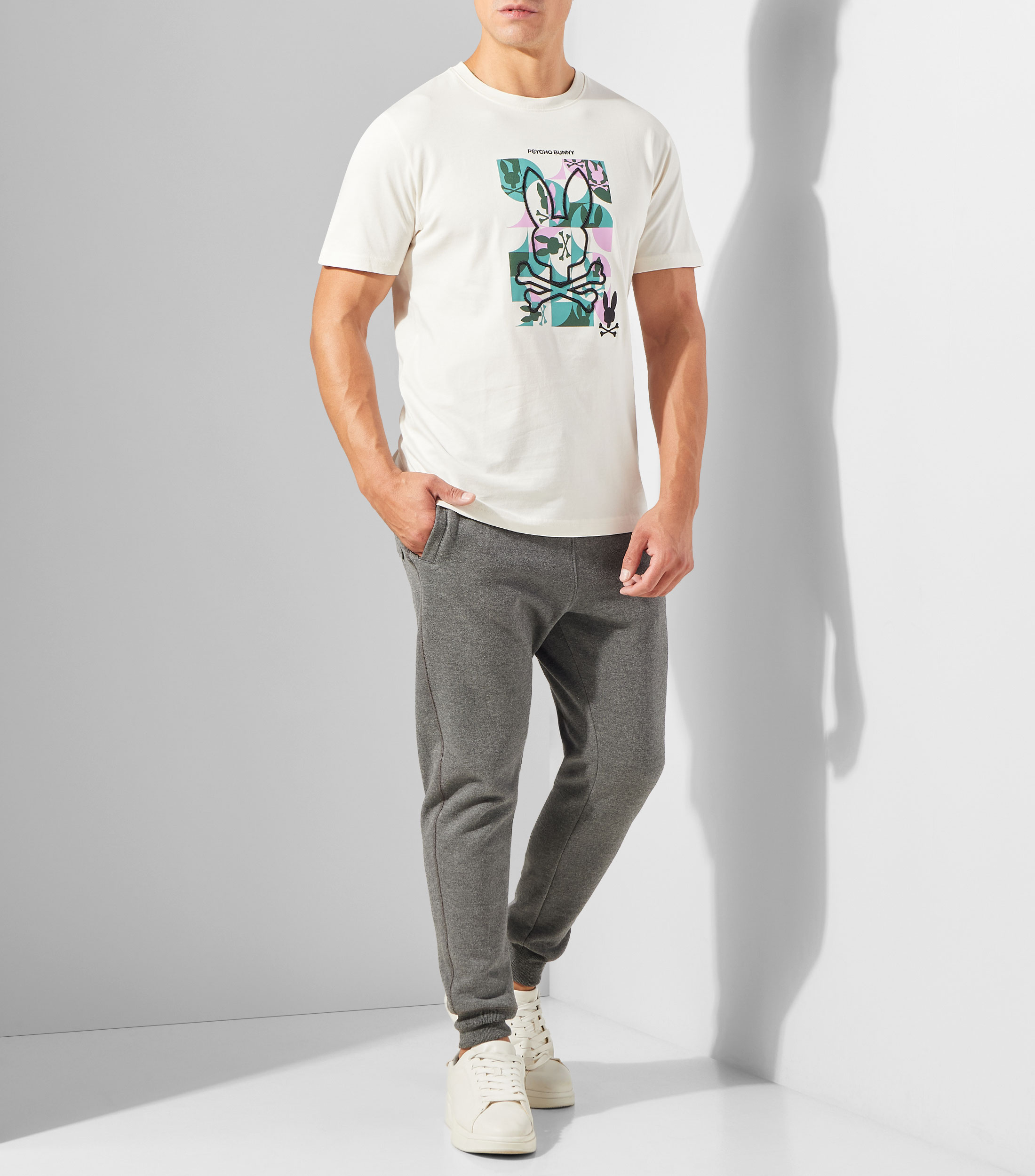 Playera cuello redondo manga corta estampada Hombre