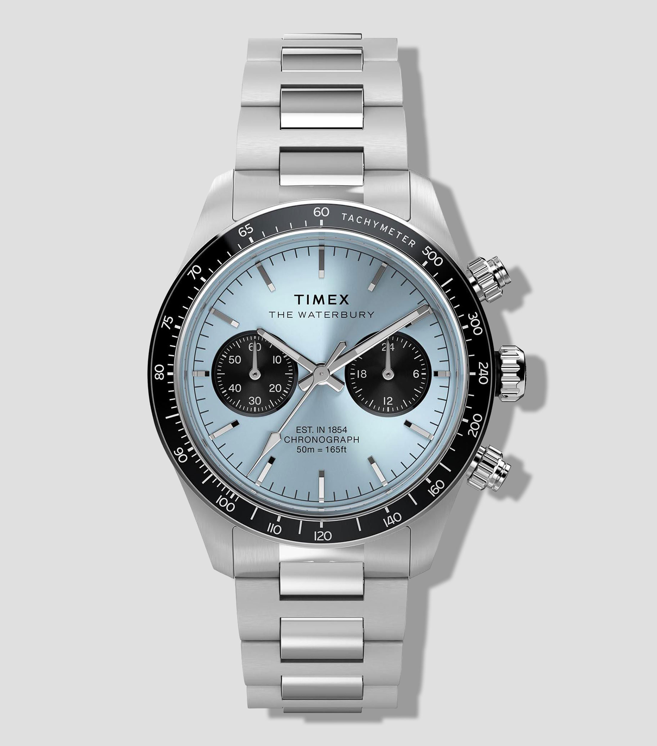 Reloj para hombre Waterbury Heritage Chronograph casual plateado, azul