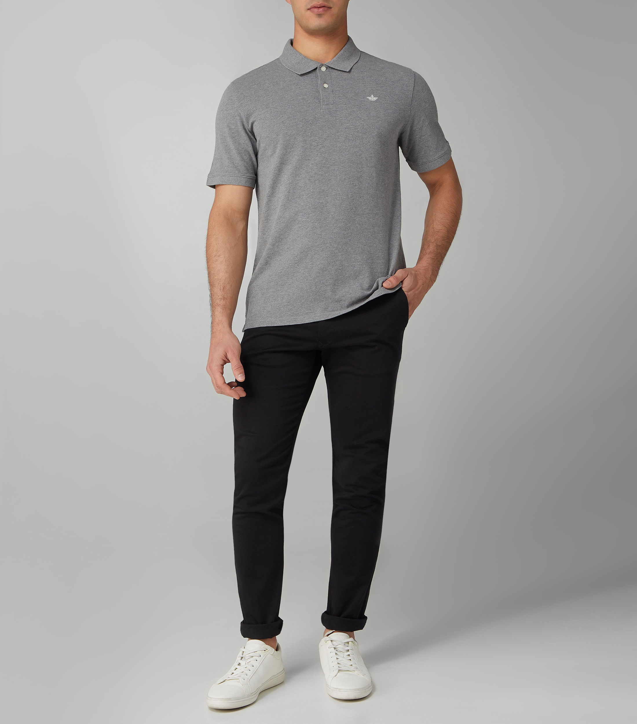 Playera Tipo Polo Gris Manga Corta Hombre