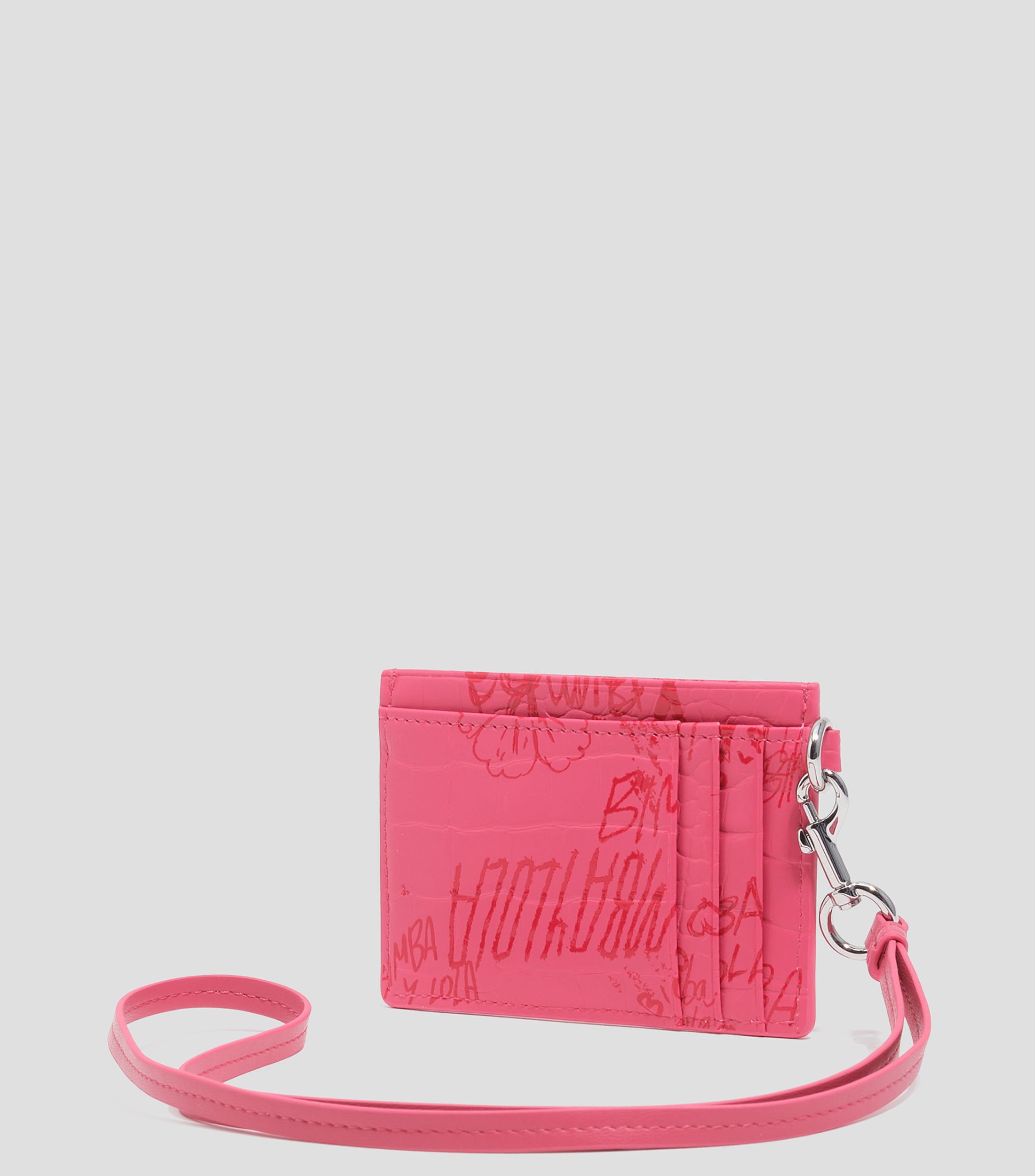 Tarjetero textura brillo print Bimba logos rosa baya Mujer