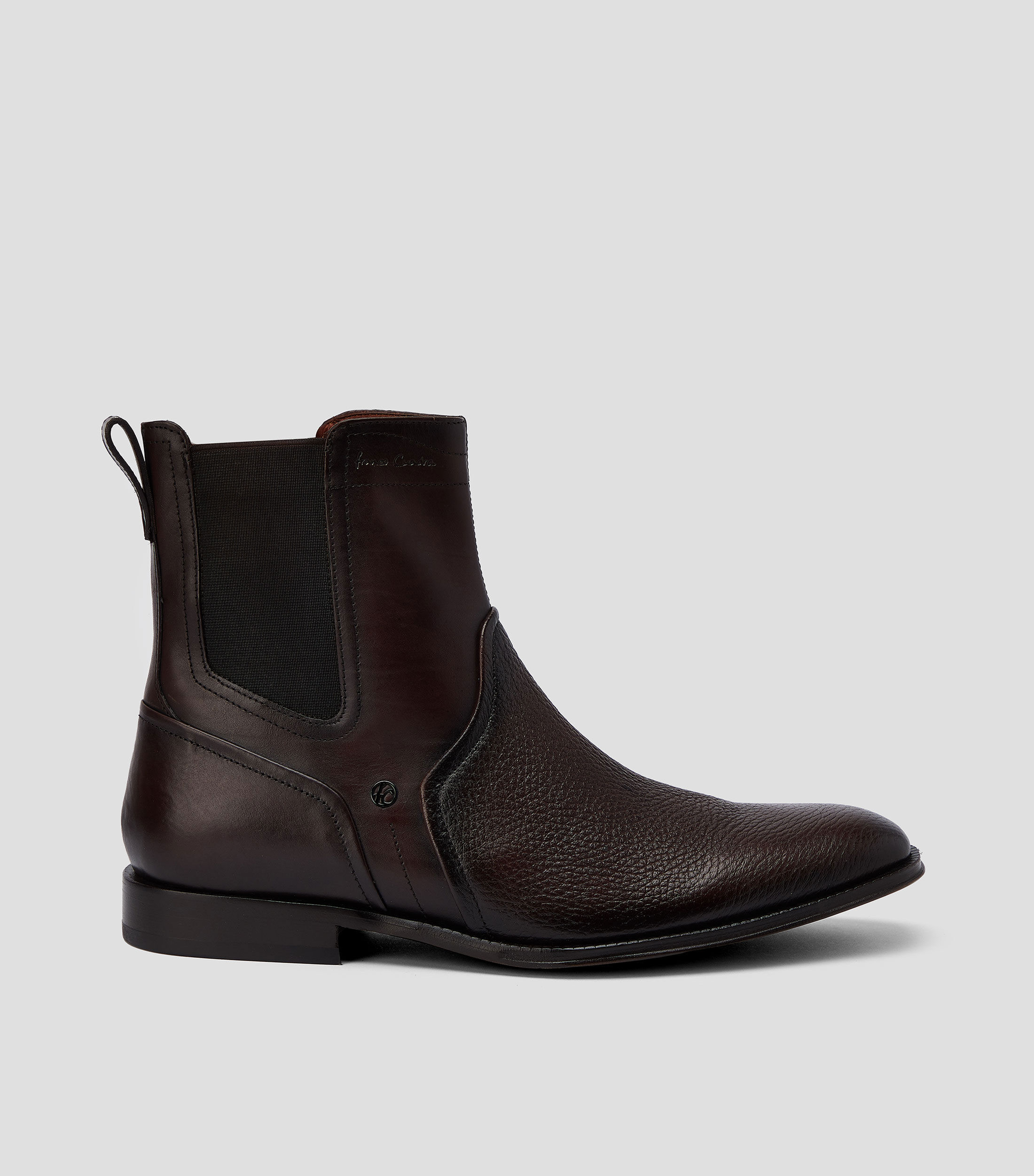 Botines casuales en piel con tacón bajo ancho Hombre