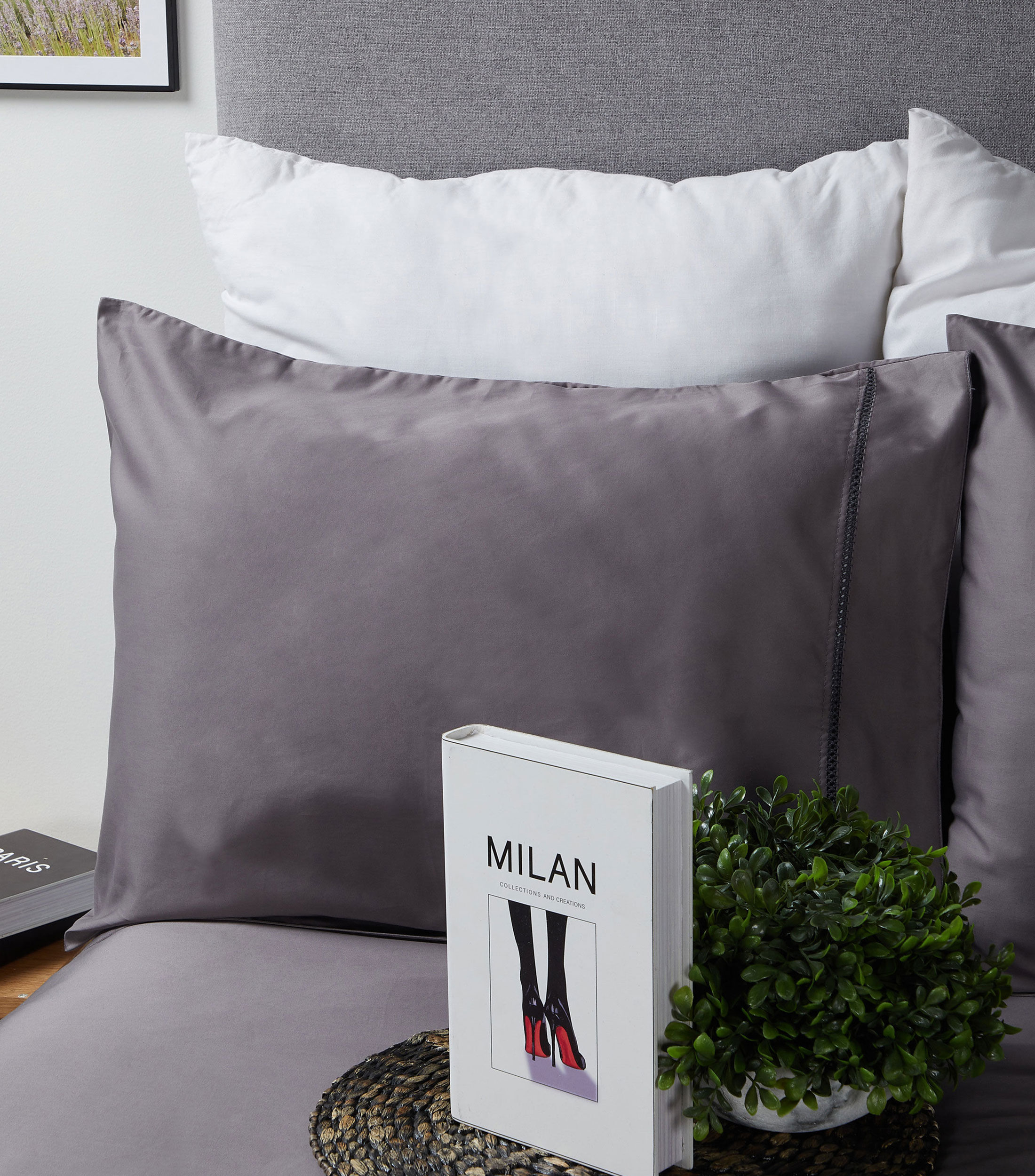 Funda decorativa para almohada King Size en algodon Graham, Gris Oxford