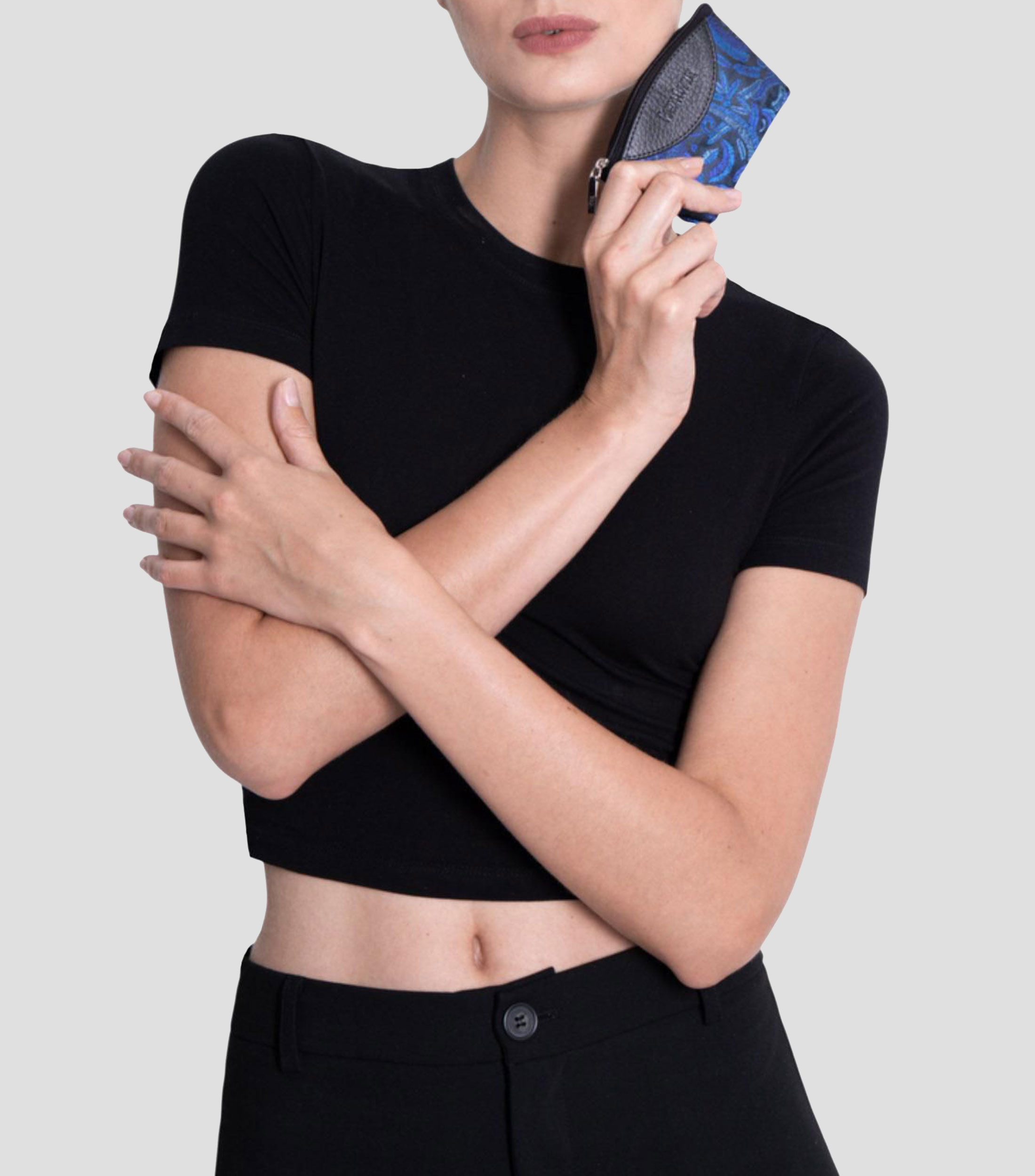 Monedero azul marino Quetzalcóatl estampado Mujer