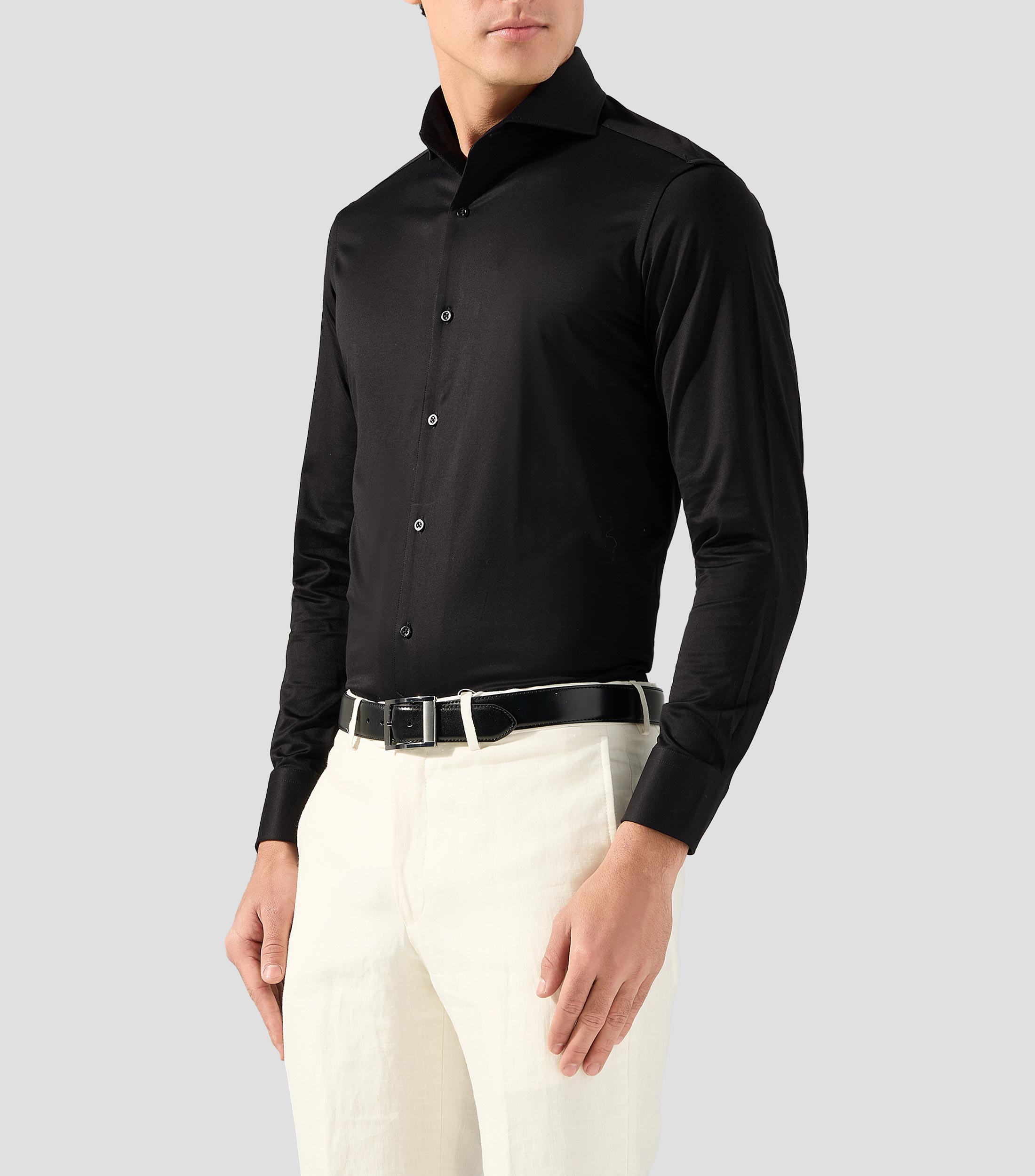 Camisa lisa manga larga Hombre