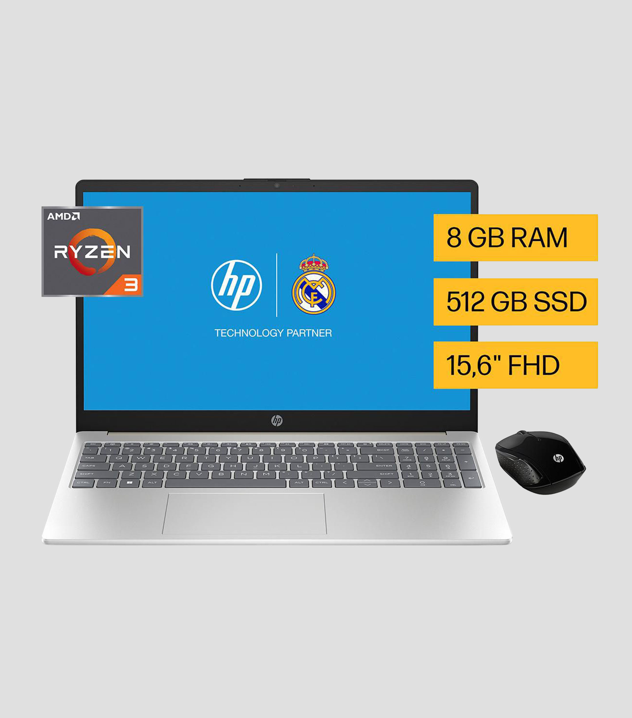 Laptop, 15-fd0237la, 15.6", AMD Ryzen 3 7320U, RAM 8 GB, SSD 512 GB