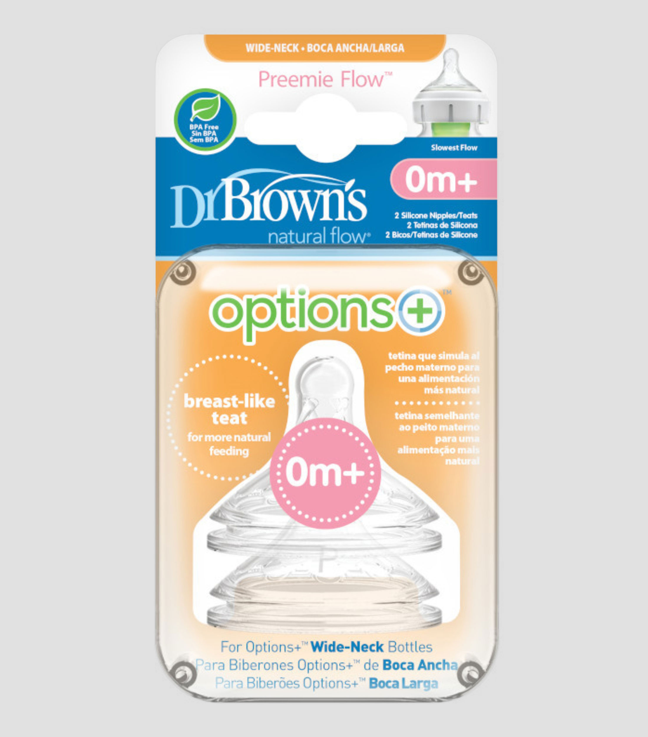 Set de 2 Tetinas de boca ancha Premie Flow