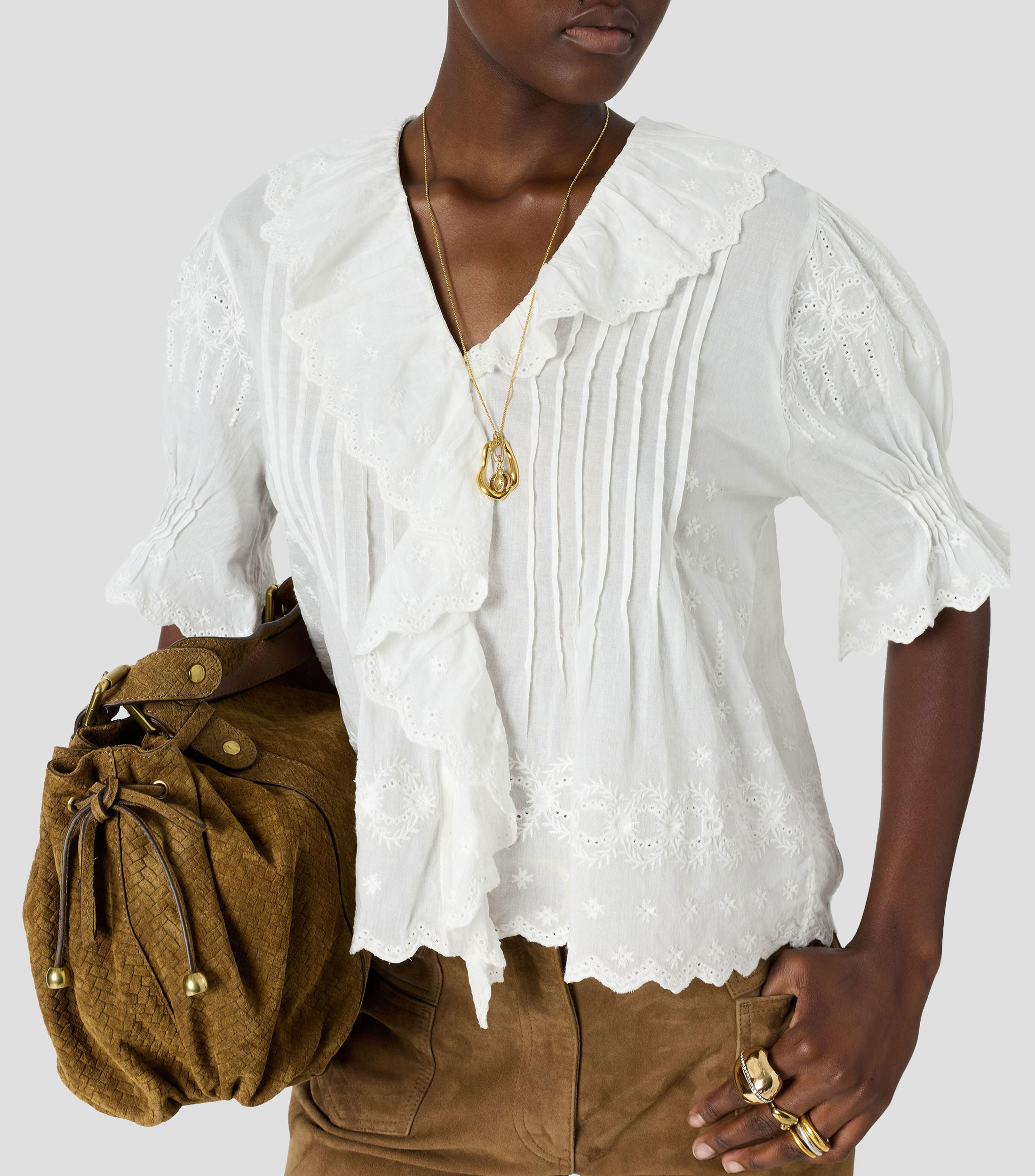 Blusa lisa manga corta Mujer