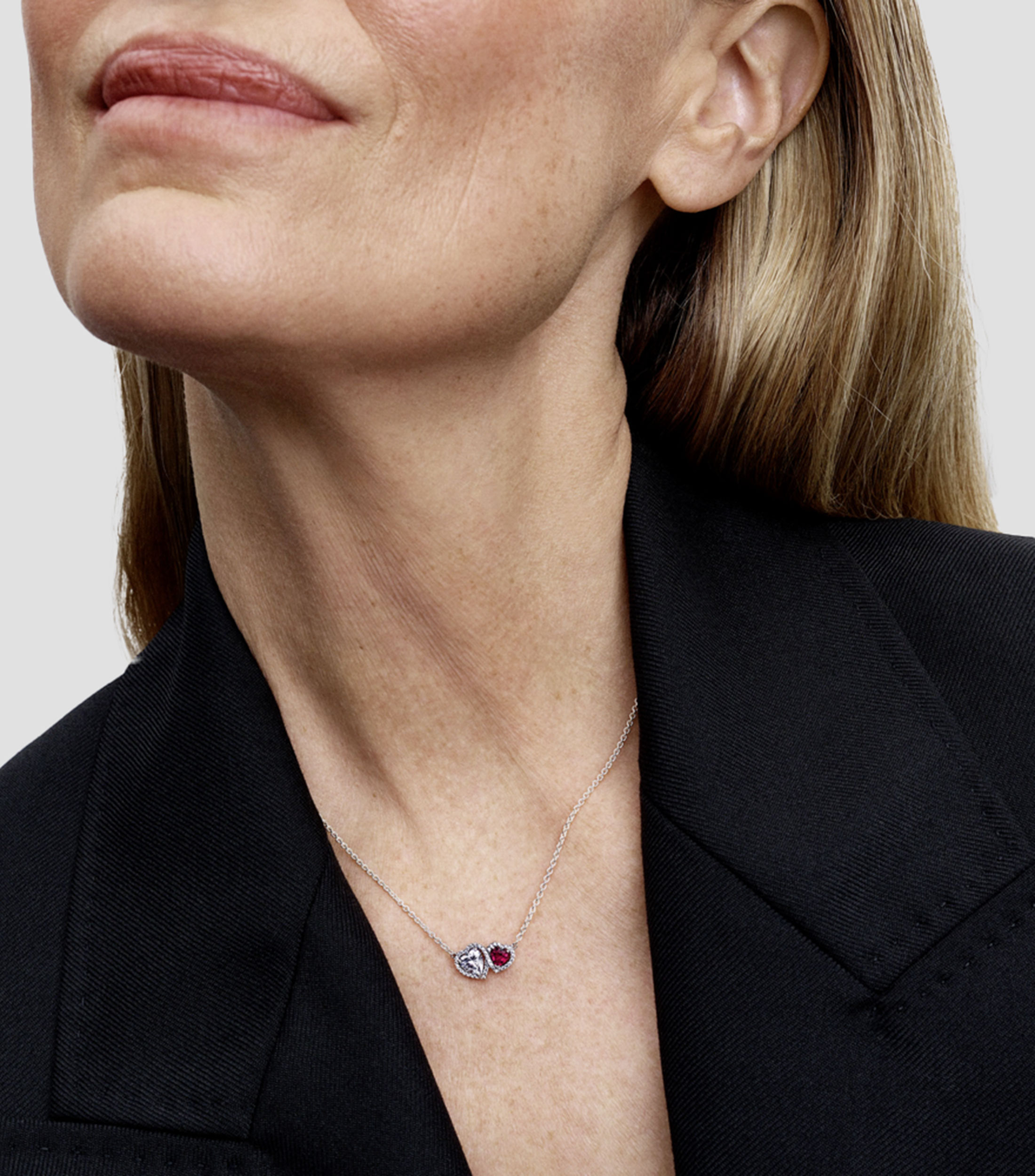 Collar en plata .925 Halo Corazones Mujer