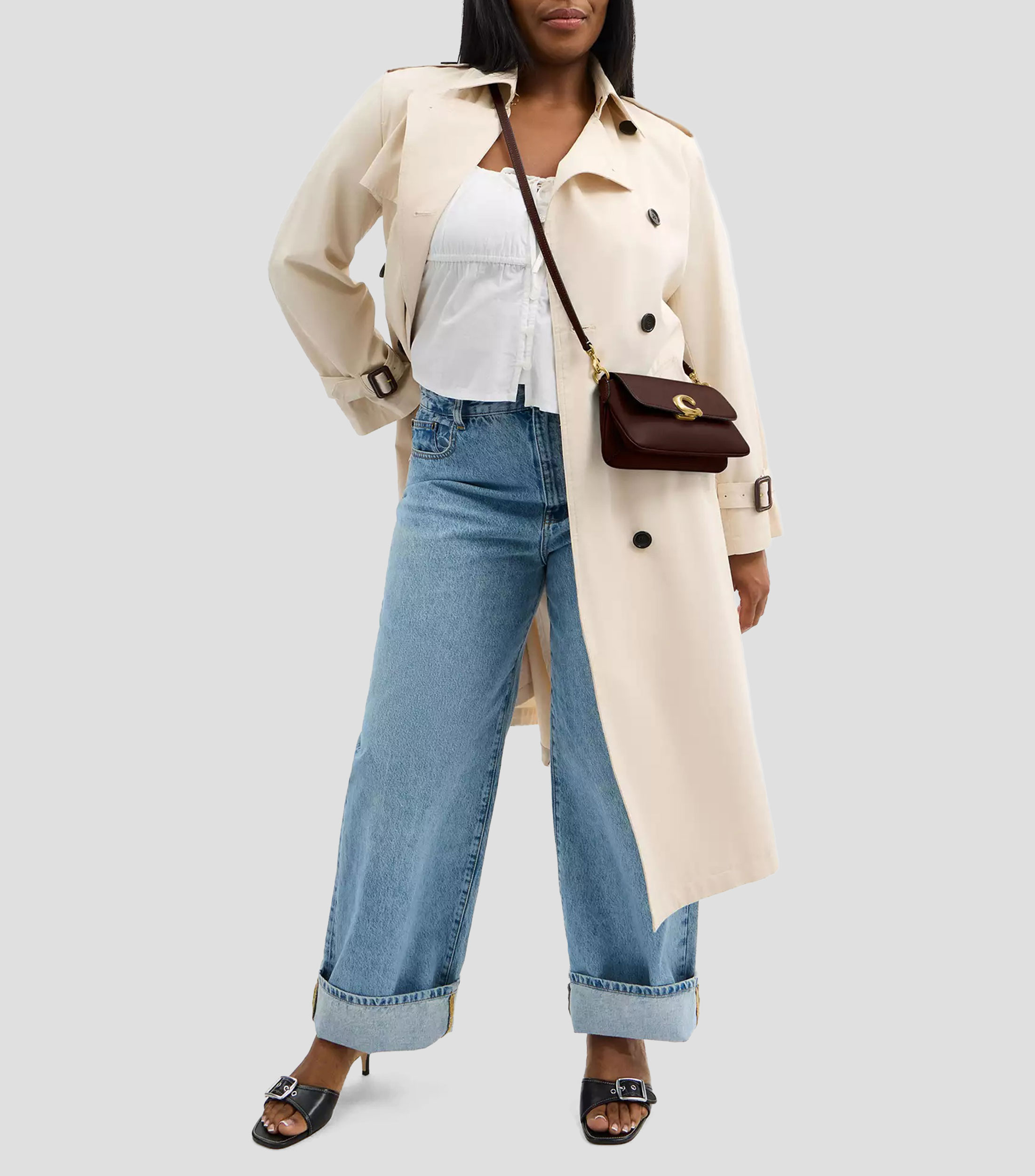 Bolsa shoulder Jet en piel café obscuro Mujer