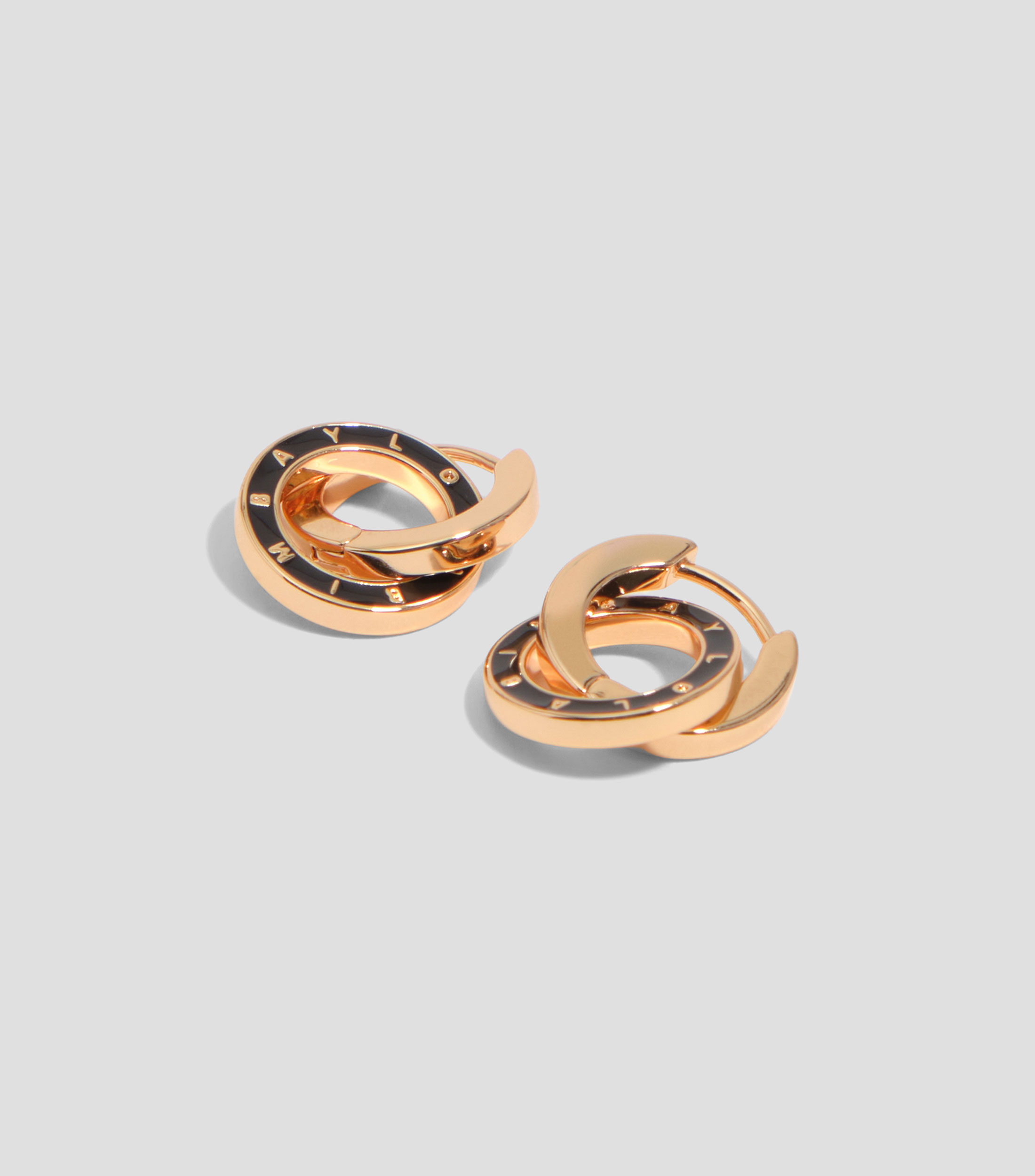 Pendientes doble aro logo marrón Mujer