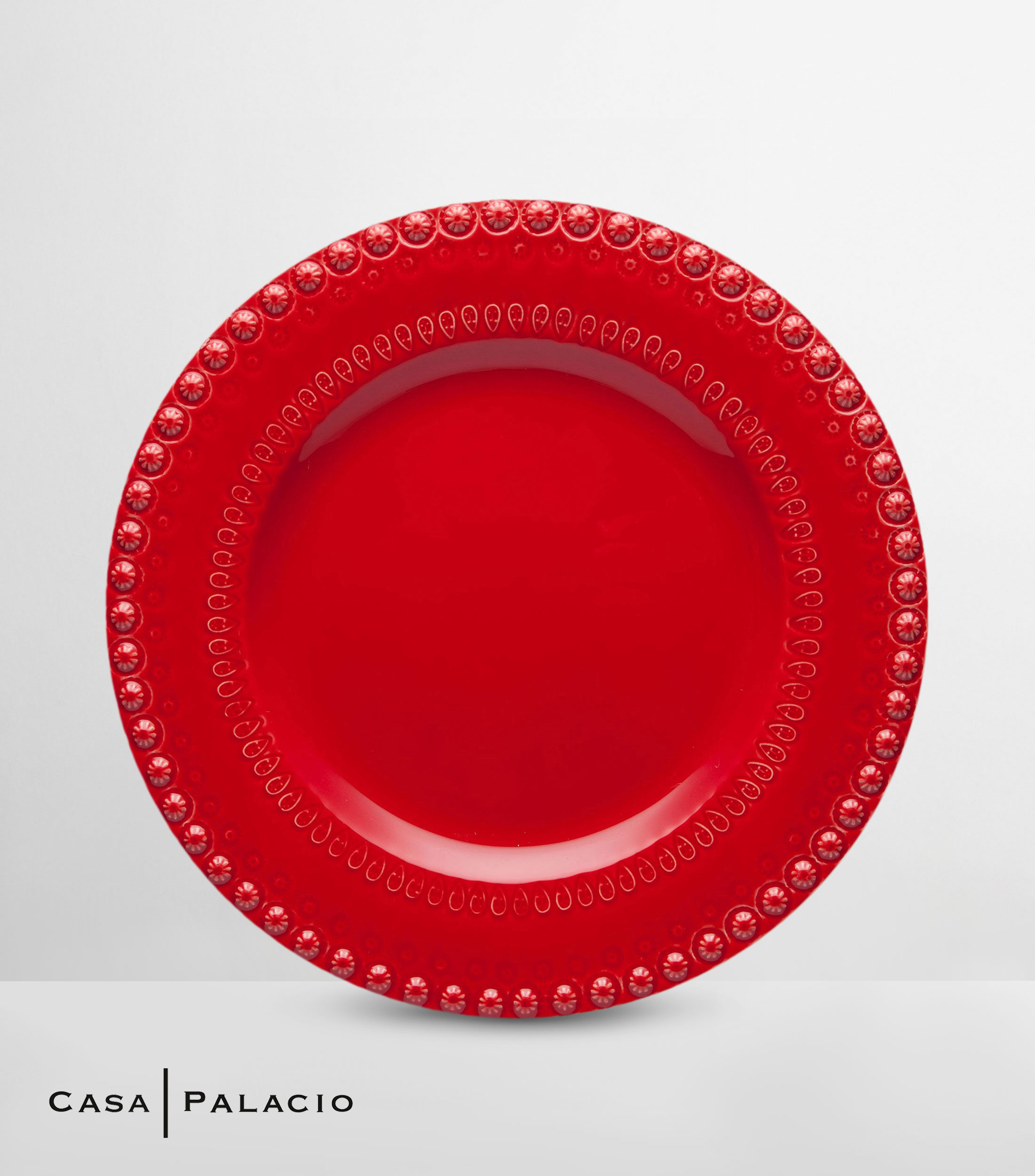 Plato llano Fantasía en cerámica roja