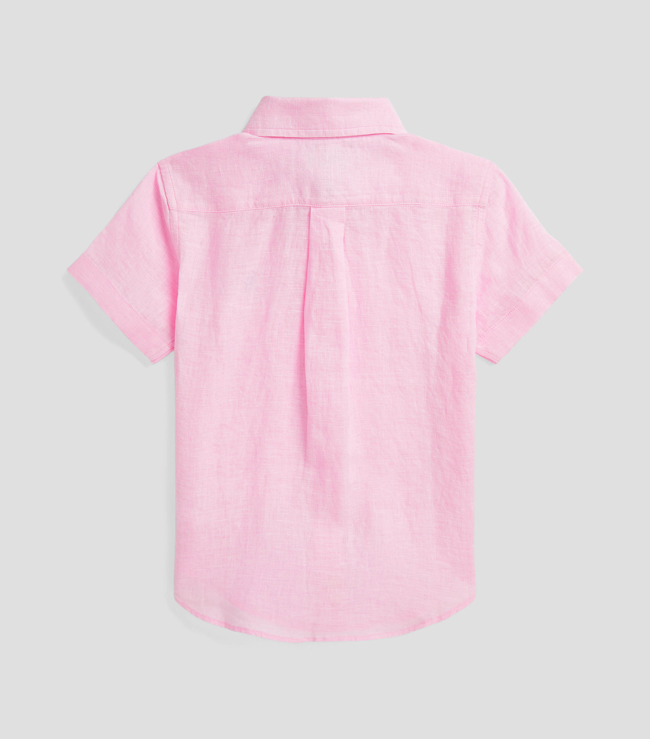 Camisa lisa de lino con manga corta Niño