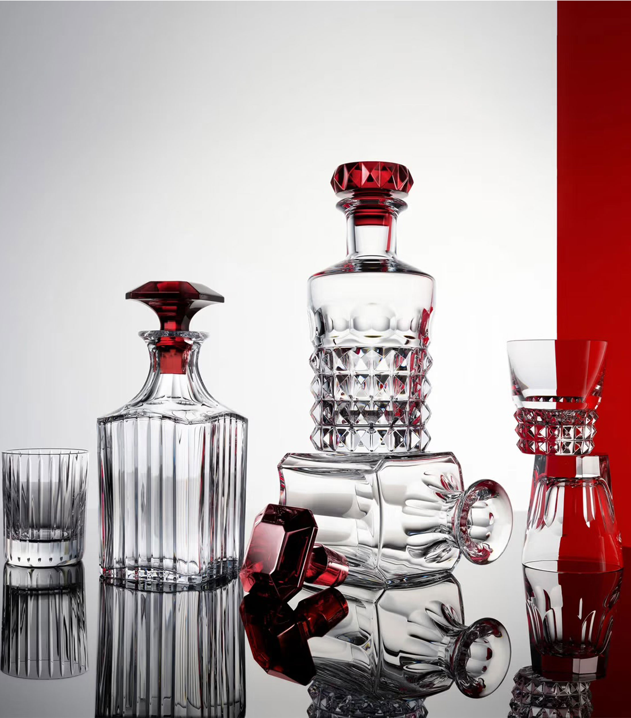Set de licorera y 4 vasos old fashion Louxor