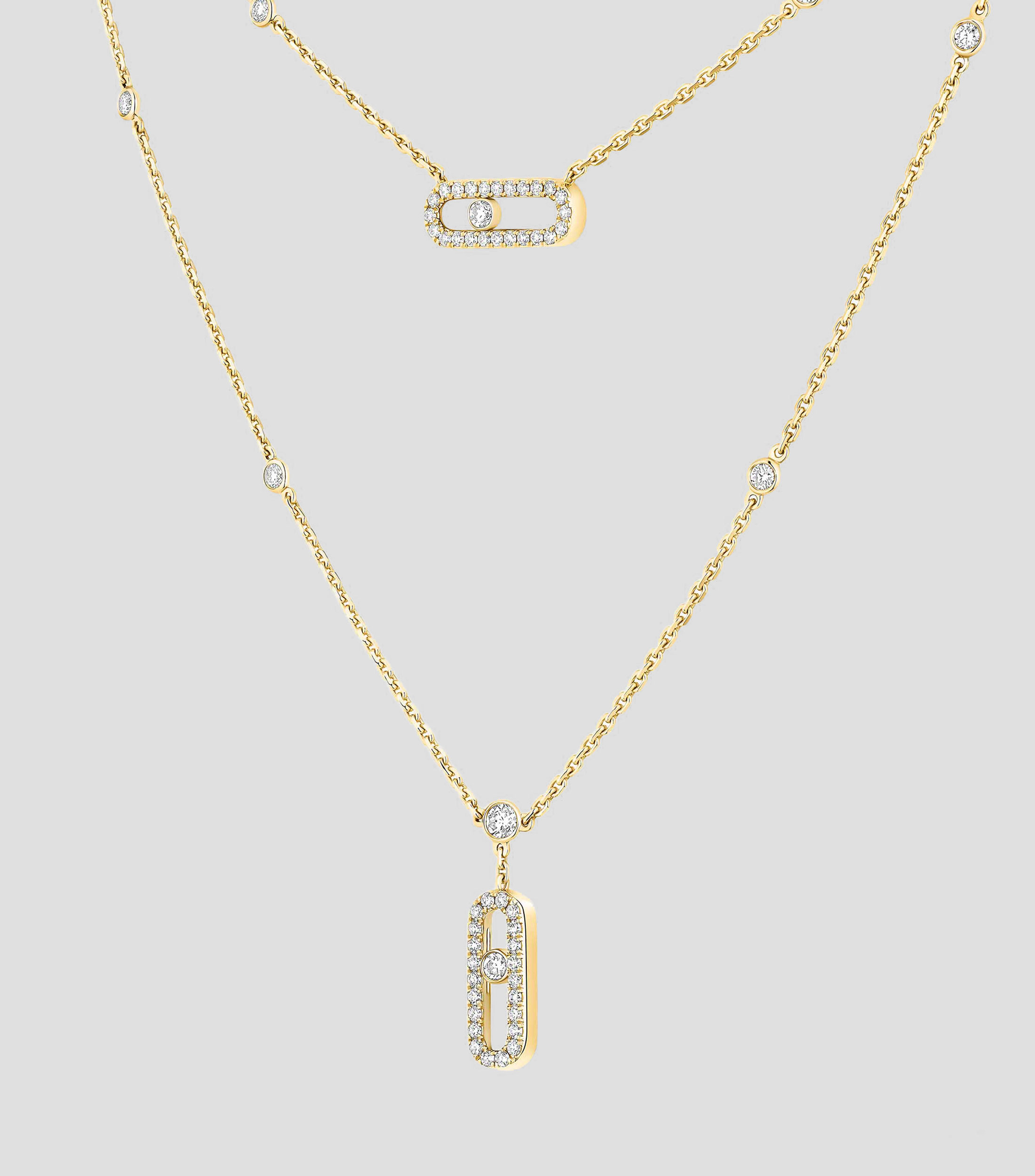 Collar doble en Oro amarillo de 18 Kilates con diamantes Move Uno Mujer