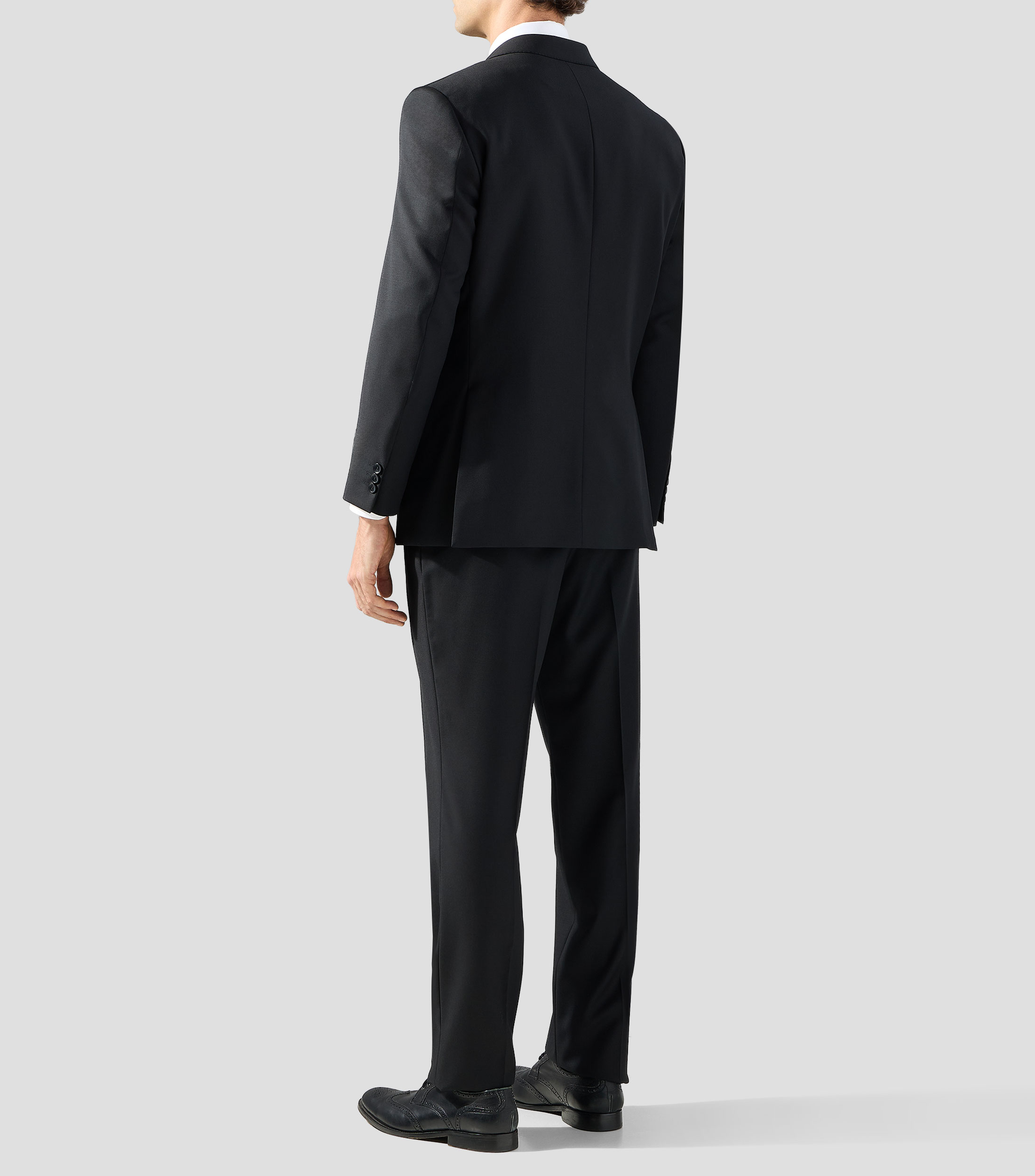 Traje de corte slim en lana liso Hombre