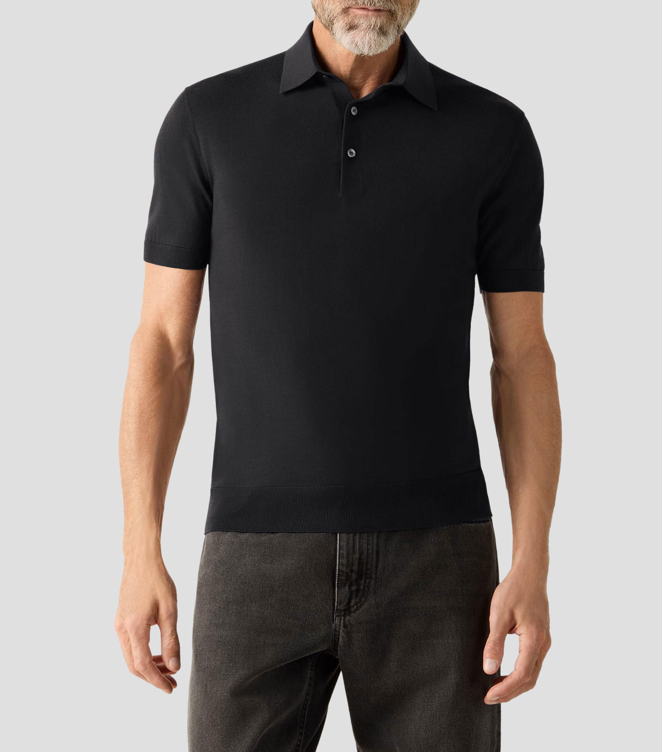 Playera tipo polo con manga corta lisa Hombre