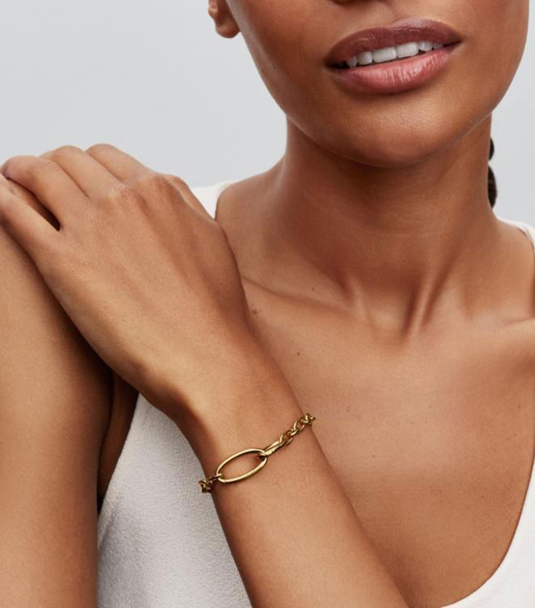 Brazalete en plata con eslabones Mujer