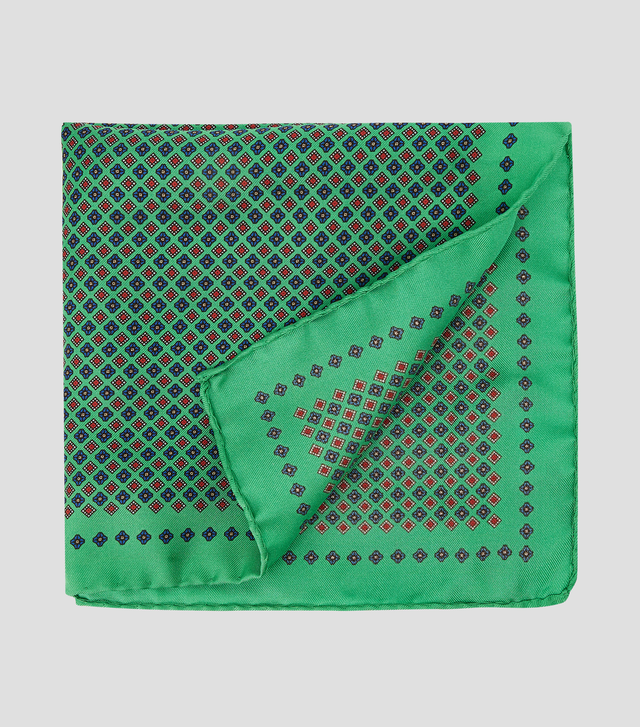 Pañuelo en seda verde estampado Hombre