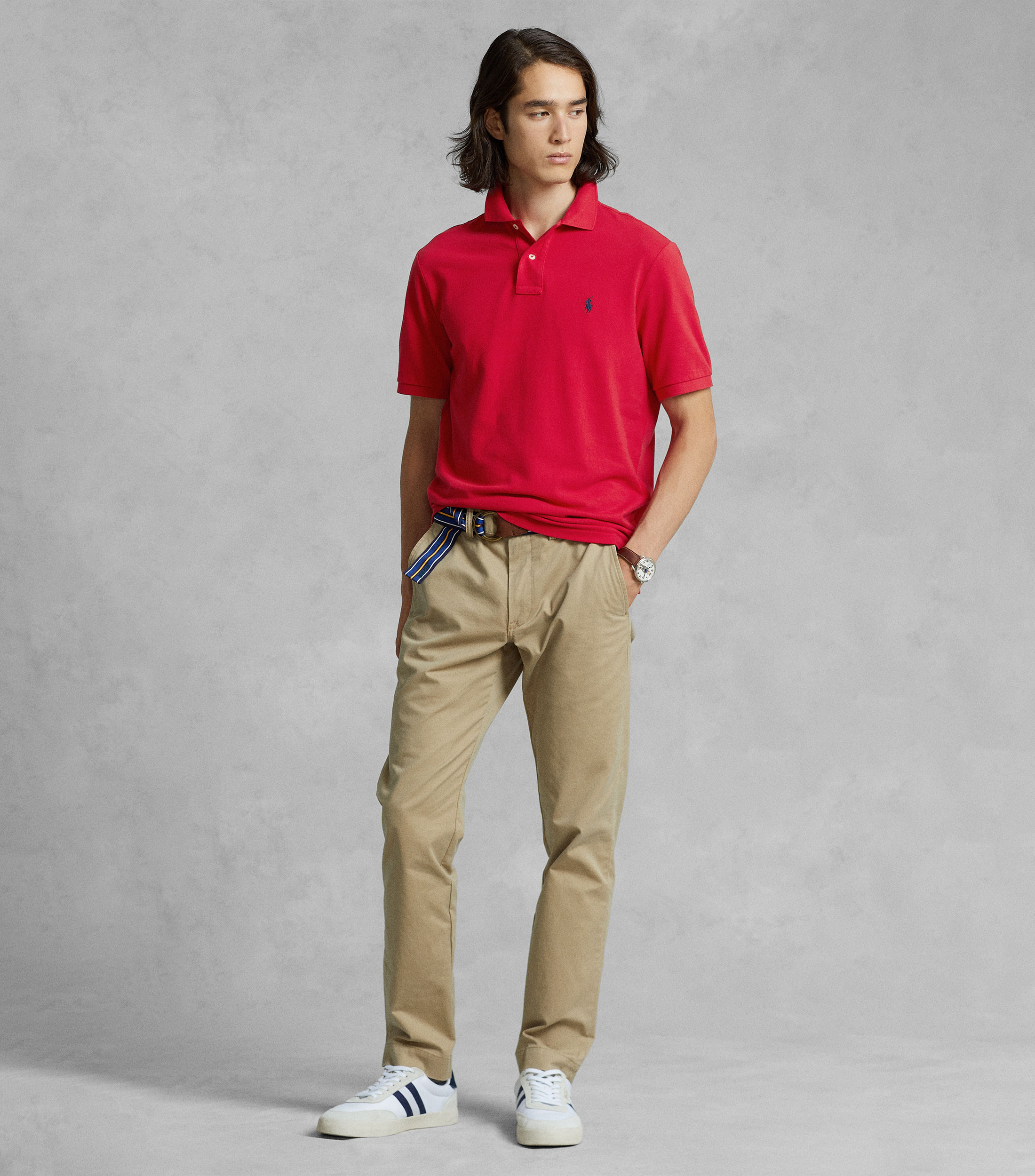 Playera tipo Polo roja de manga corta Hombre