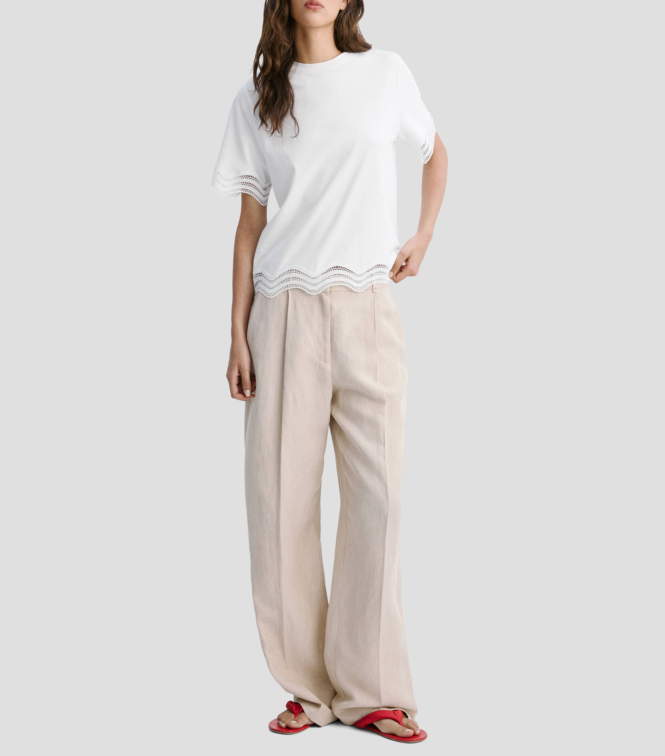 Playera cuello redondo manga corta lisa Mujer
