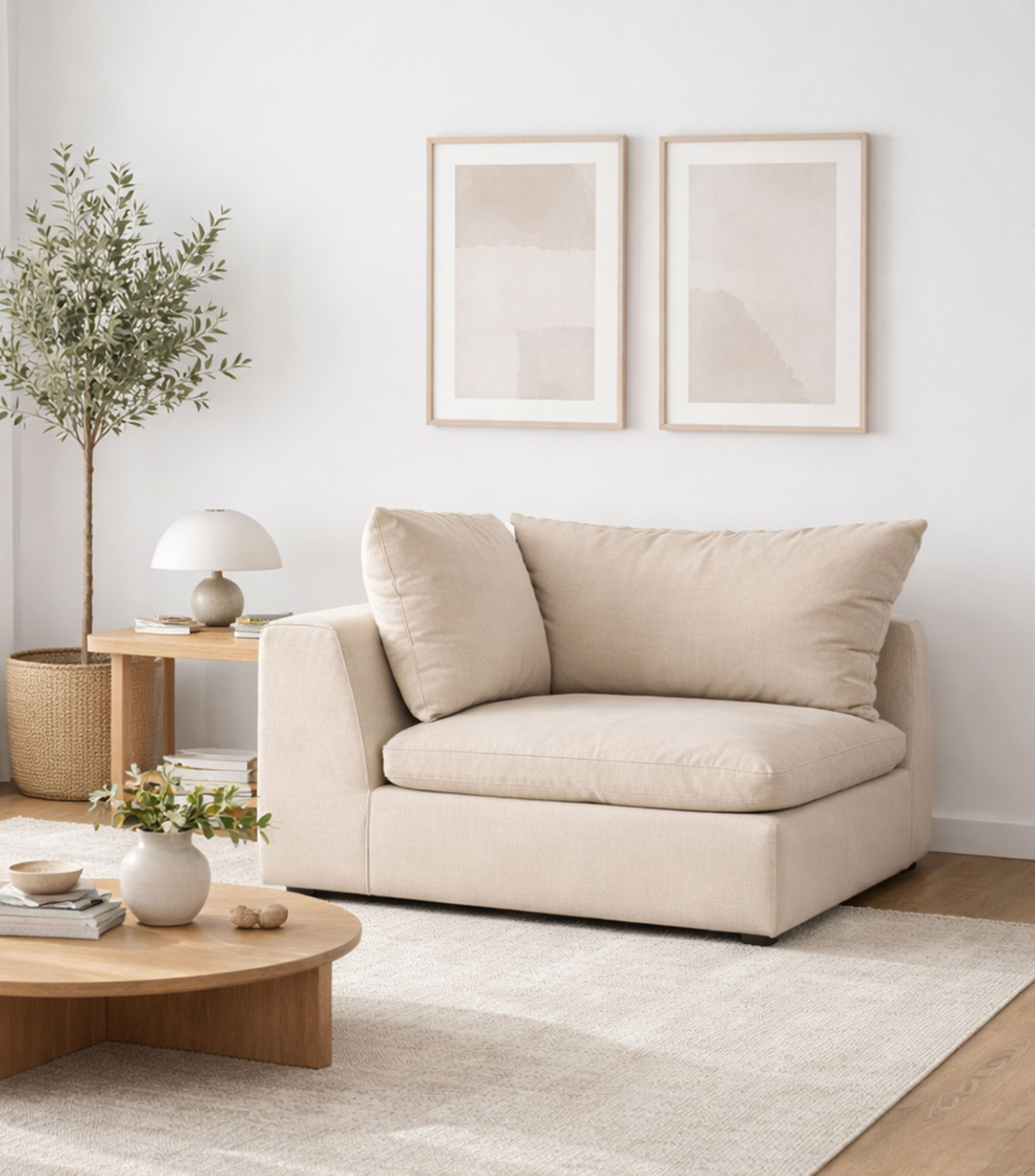 Sillón modular en tela arena