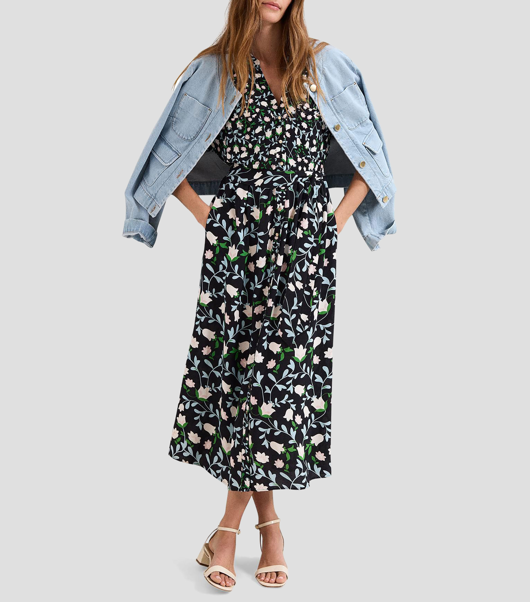 Vestido midi con estampado Luisa Mujer