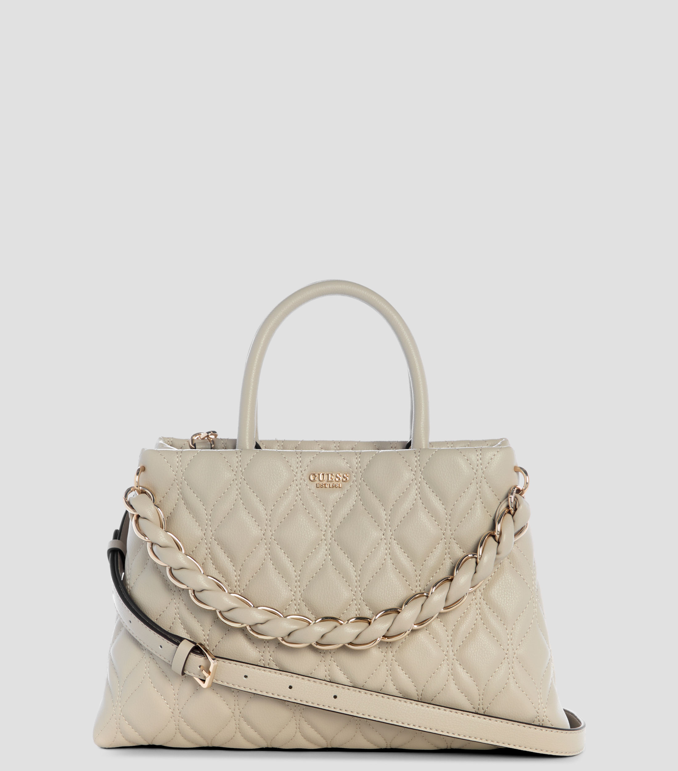 Bolsa satchel beige sólida Mujer