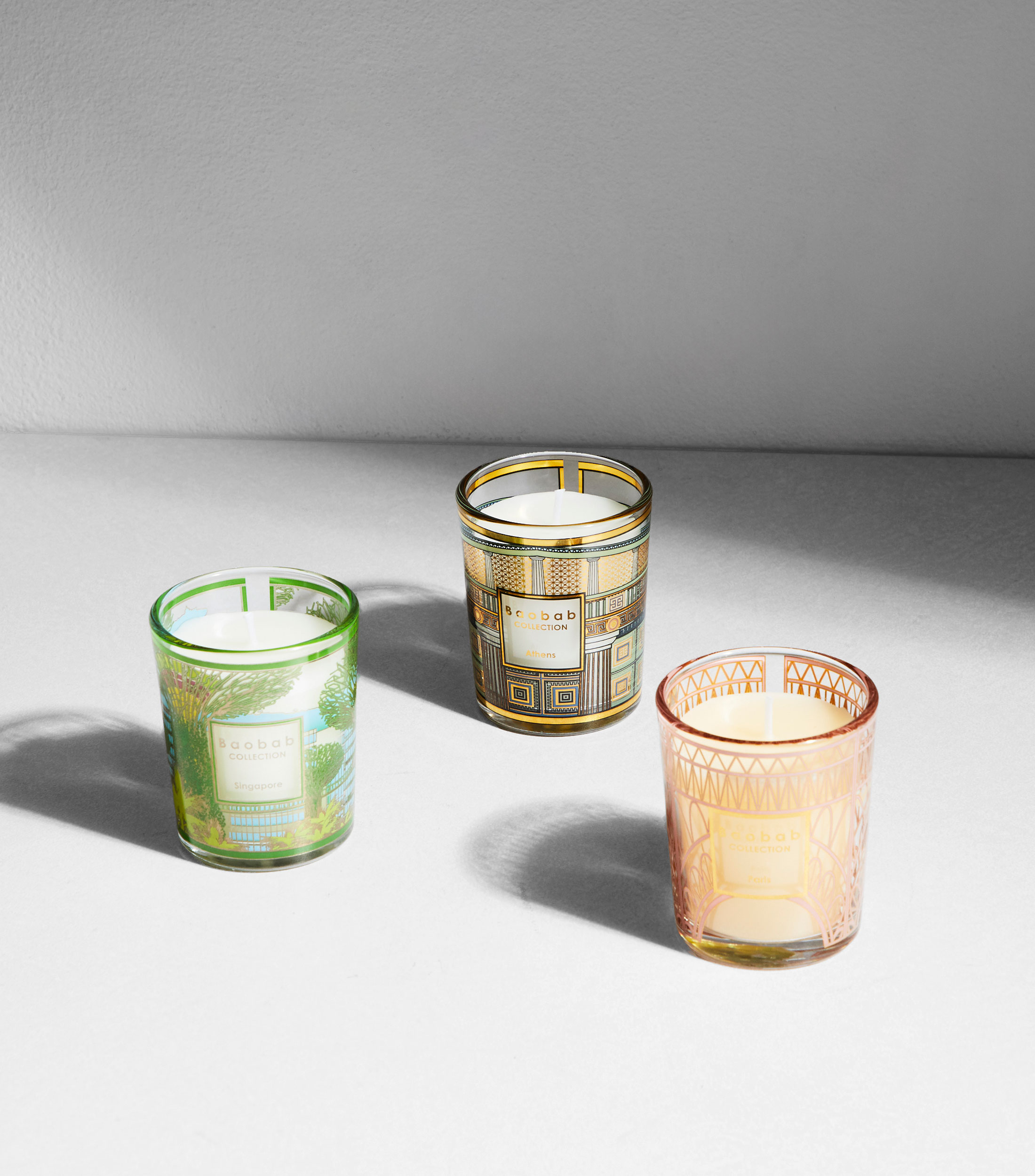 Set 3 Velas Aromáticas Athens - Singapore - Paris