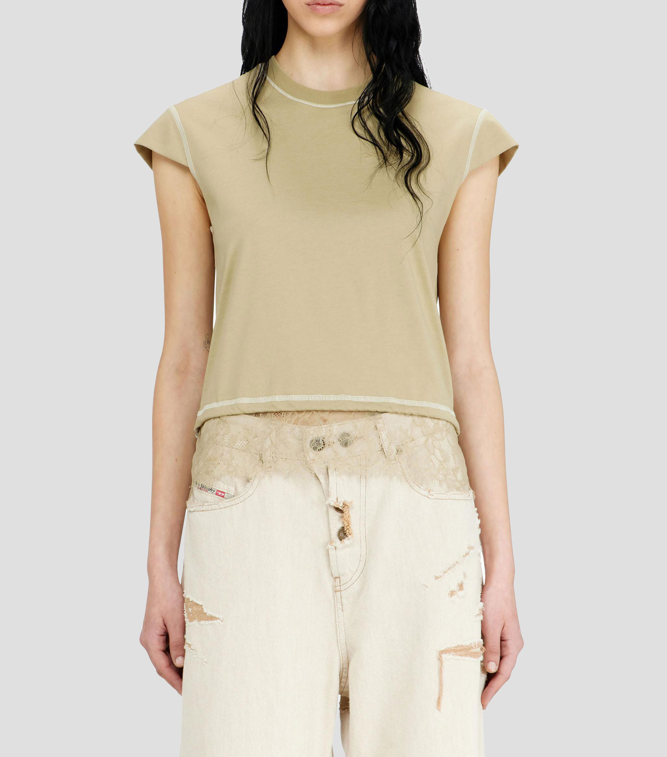 Top liso manga corta Mujer